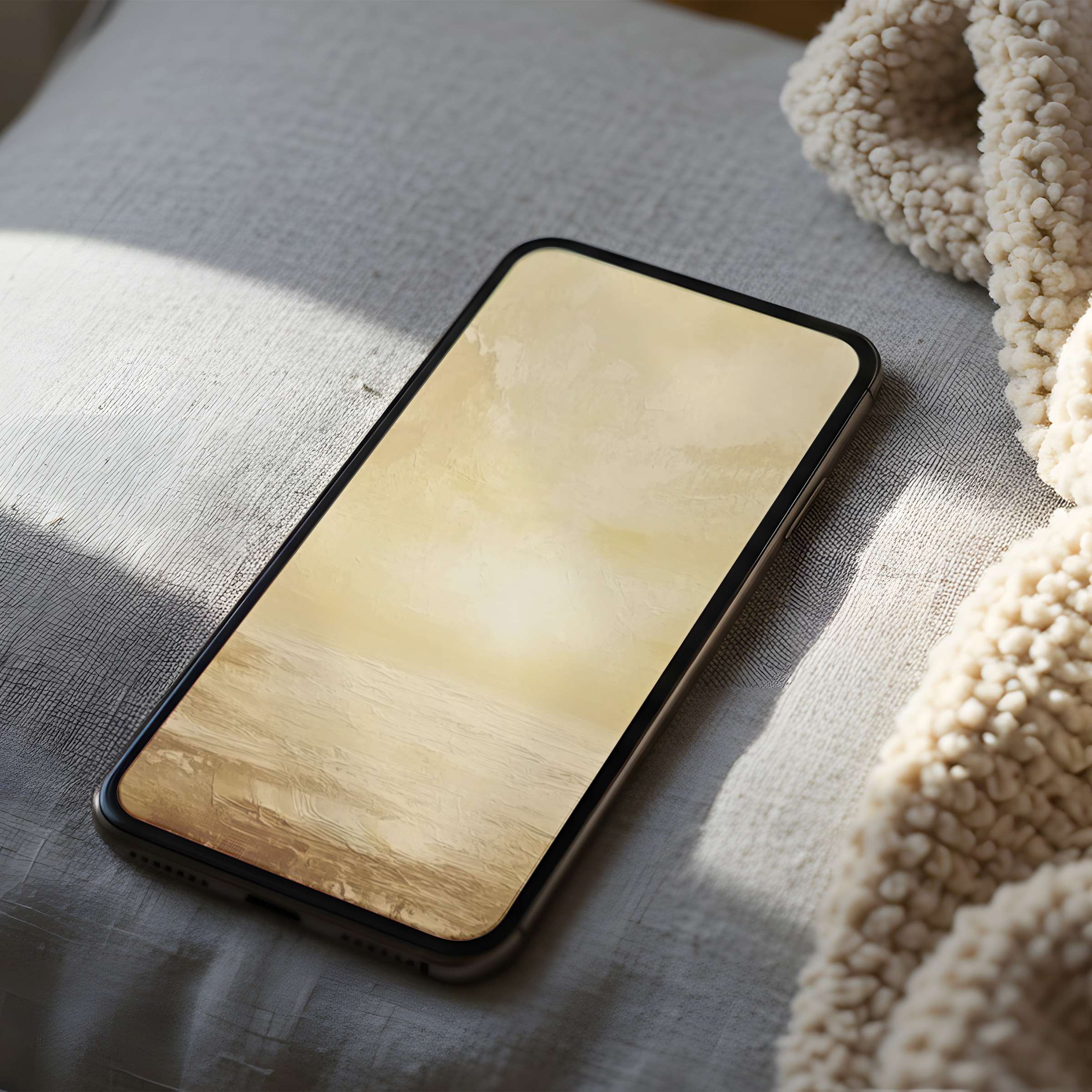 Elegant phone wallpaper featuring serene beige abstract art, perfect for iPhone and Android phones, offering calm in high resolution