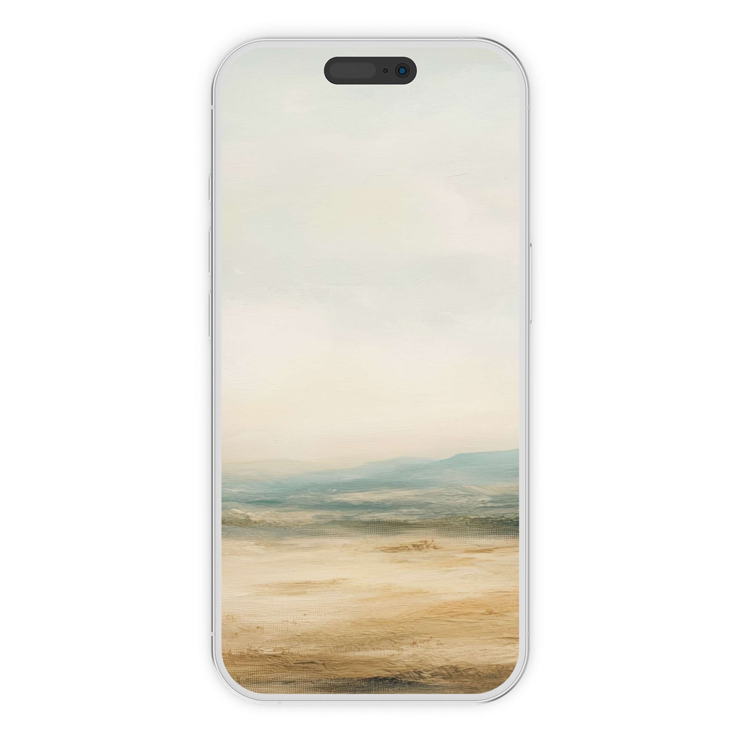 Serene landscape iPhone wallpaper with soft earth tones offers a calming phone background for digital download on any device