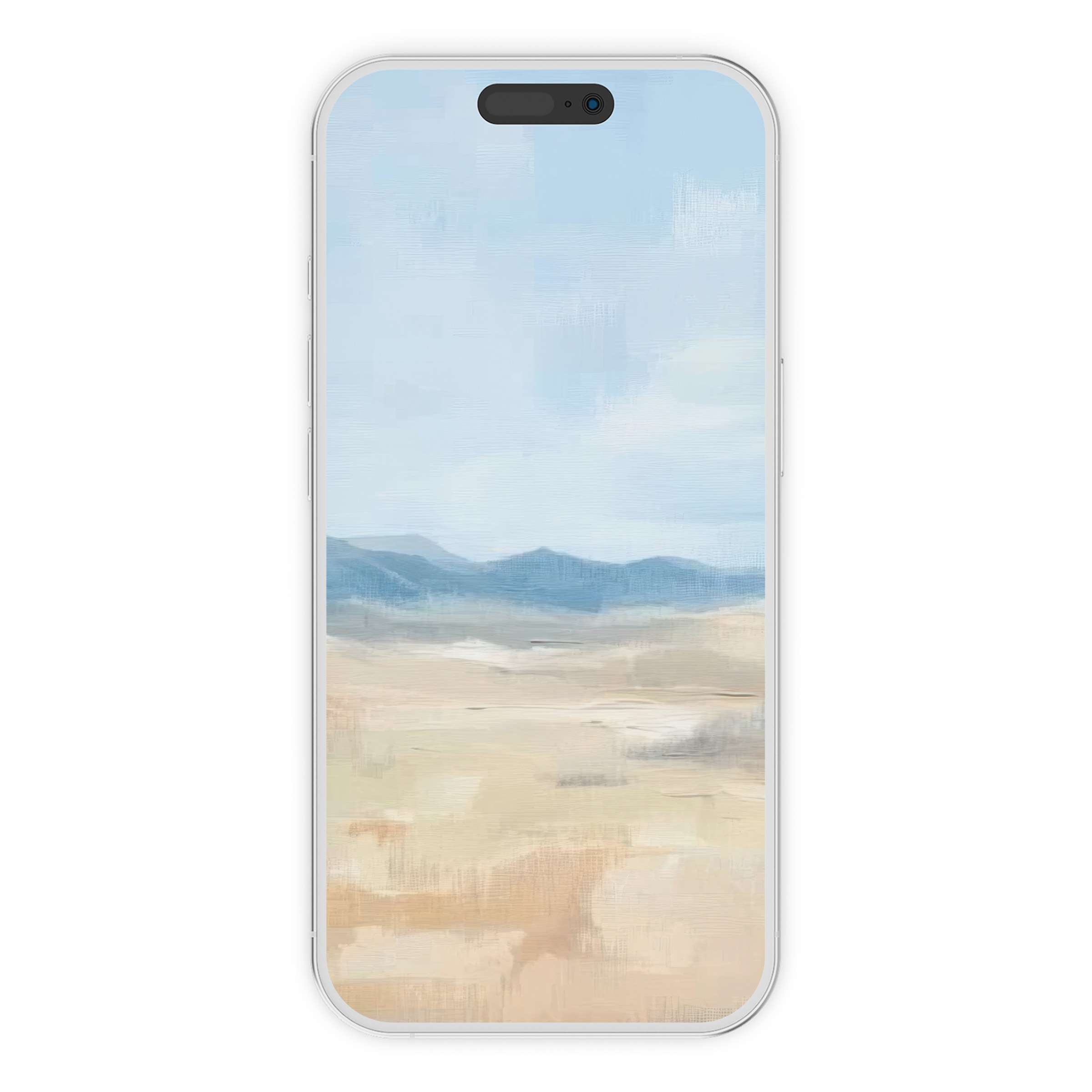 Pastel landscape iPhone wallpaper with serene brushstrokes offers a calming phone background as a digital download for aesthetics