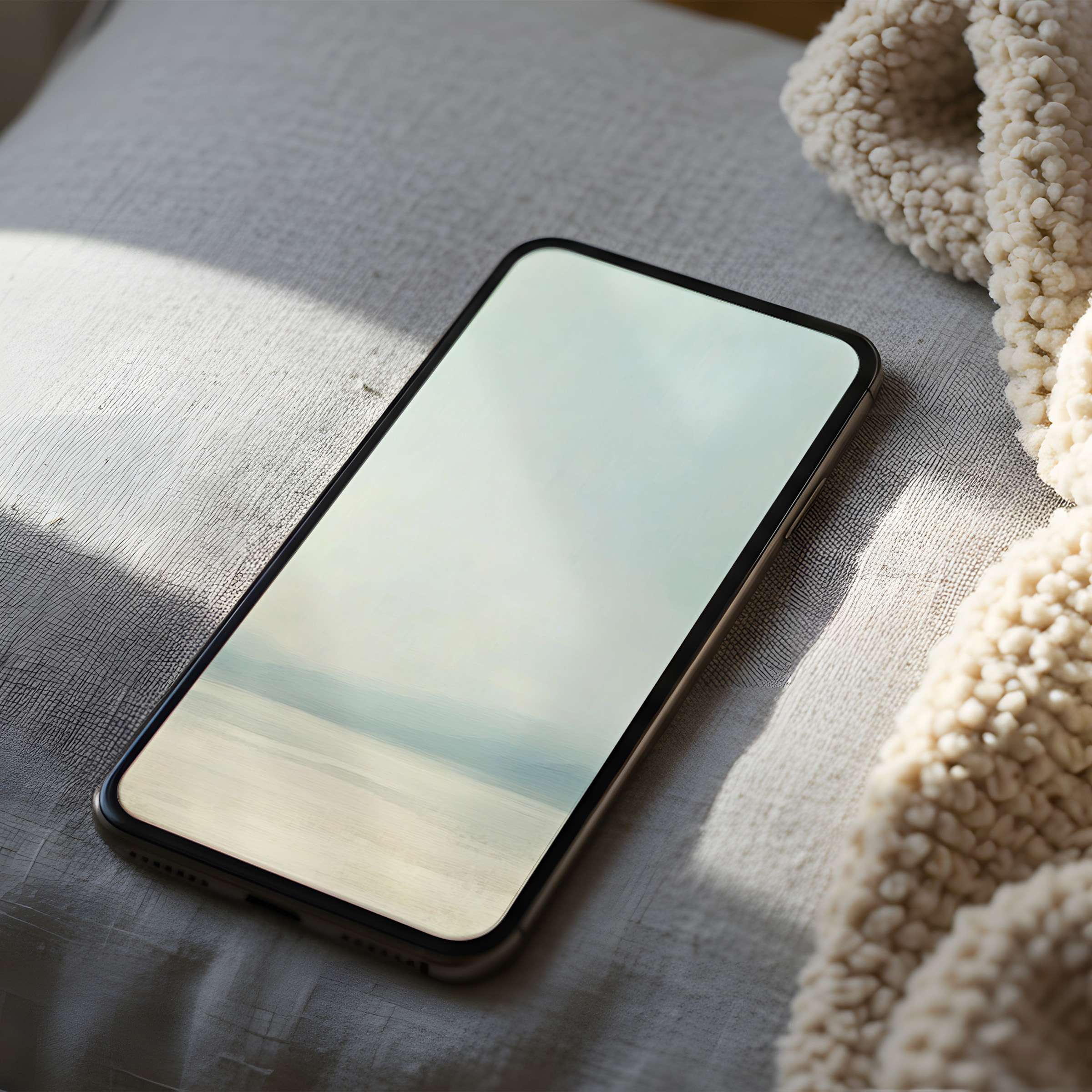 Elegant pastel landscape phone wallpaper offers a calming aesthetic for iPhone and Android, perfect for digital download and tranquility
