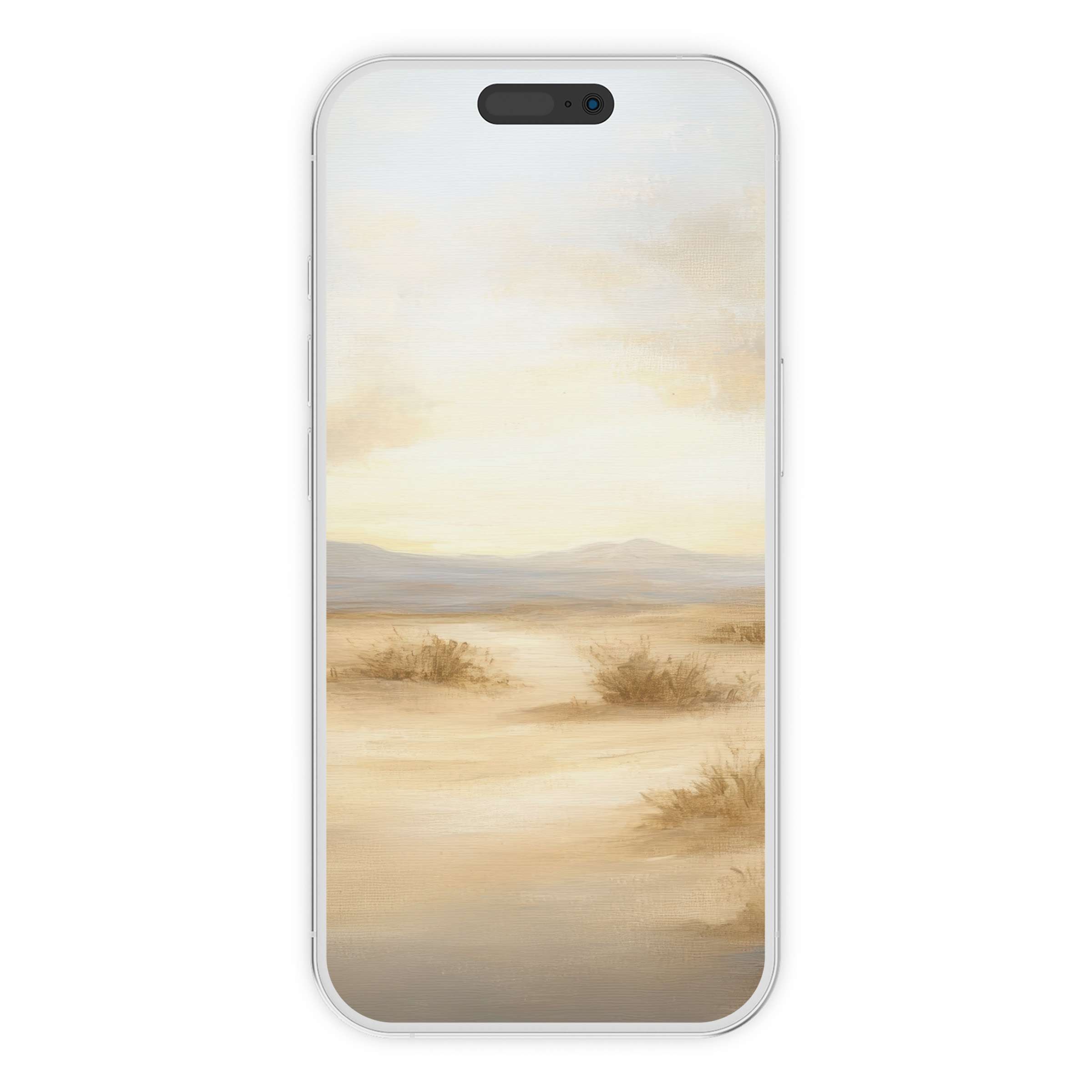 Elegant landscape iPhone wallpaper in soft beige and cream tones, this digital download enhances any phone background beautifully
