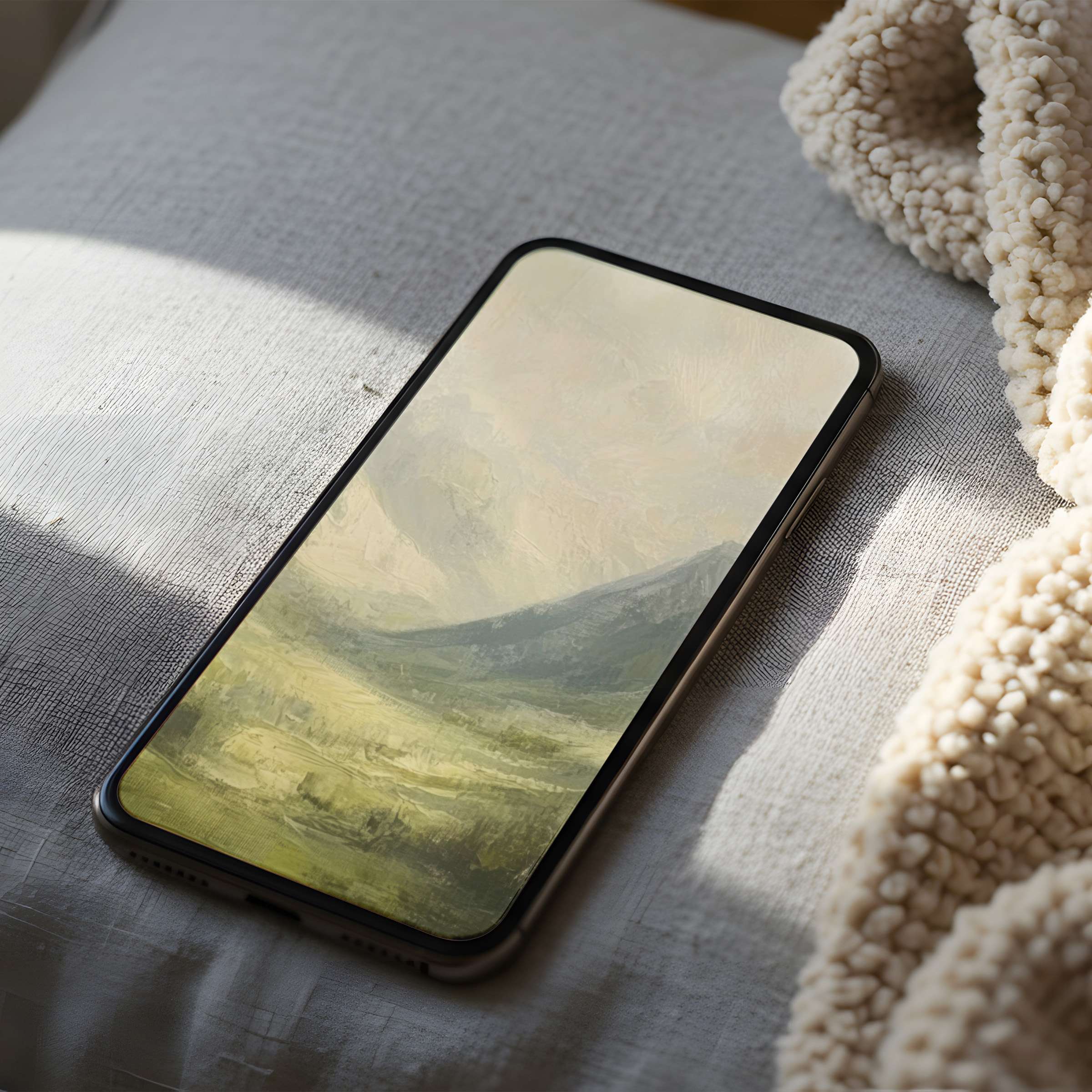 Elegant landscape phone wallpaper featuring soft, calming hues in high resolution perfect for iPhone and Android digital download