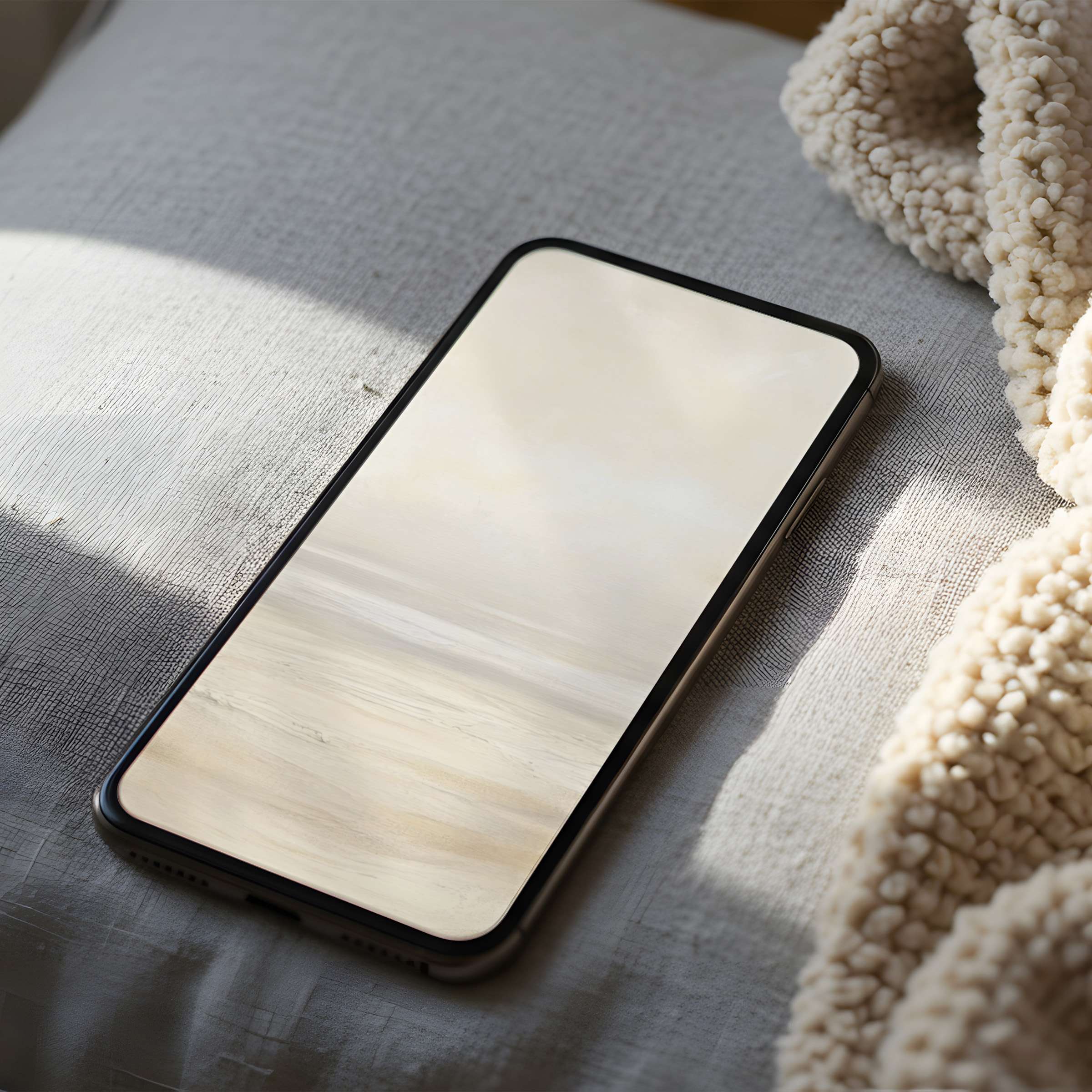 Elegant abstract phone wallpaper in soothing beige tones, ideal for iPhone and Android, offering high resolution digital download tranquility