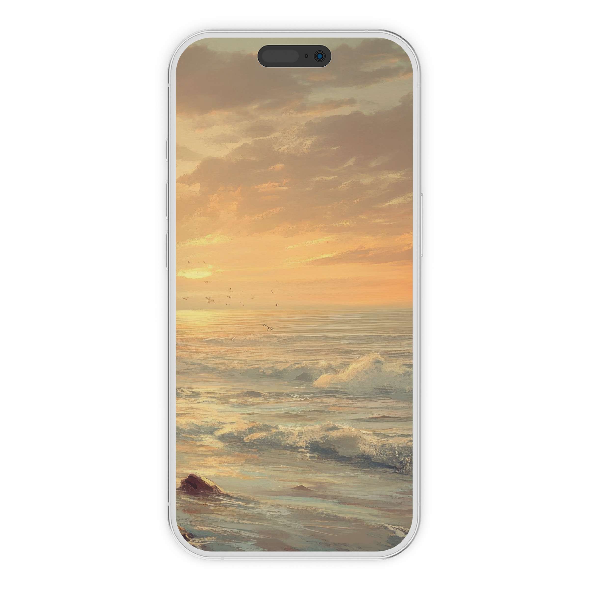Elegant sunset landscape iPhone wallpaper for serene phone background, perfect digital download for both iOS and Android devices