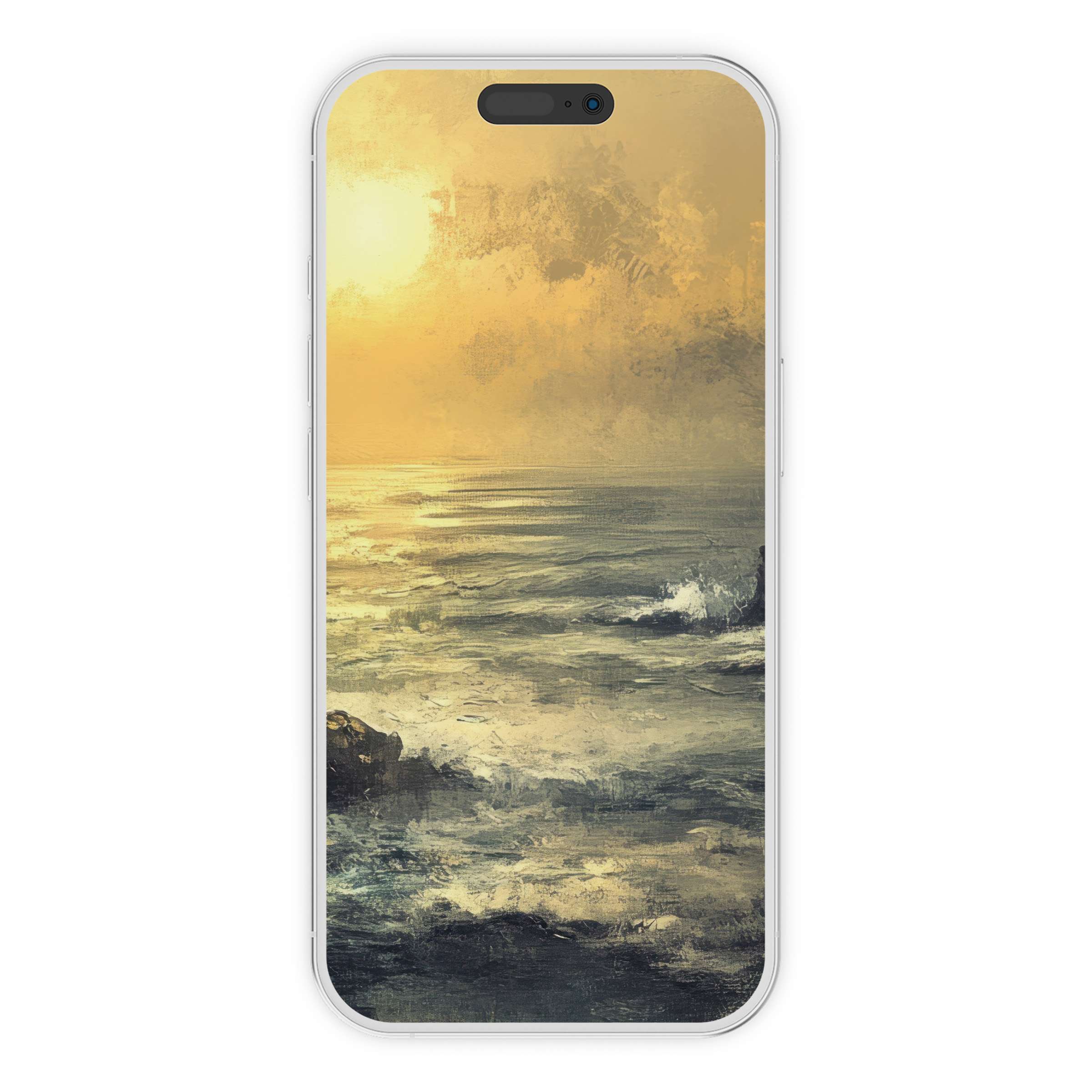 Serene sunset sea in landscape iPhone wallpaper offers a calming digital download for phone background; perfect for Android too