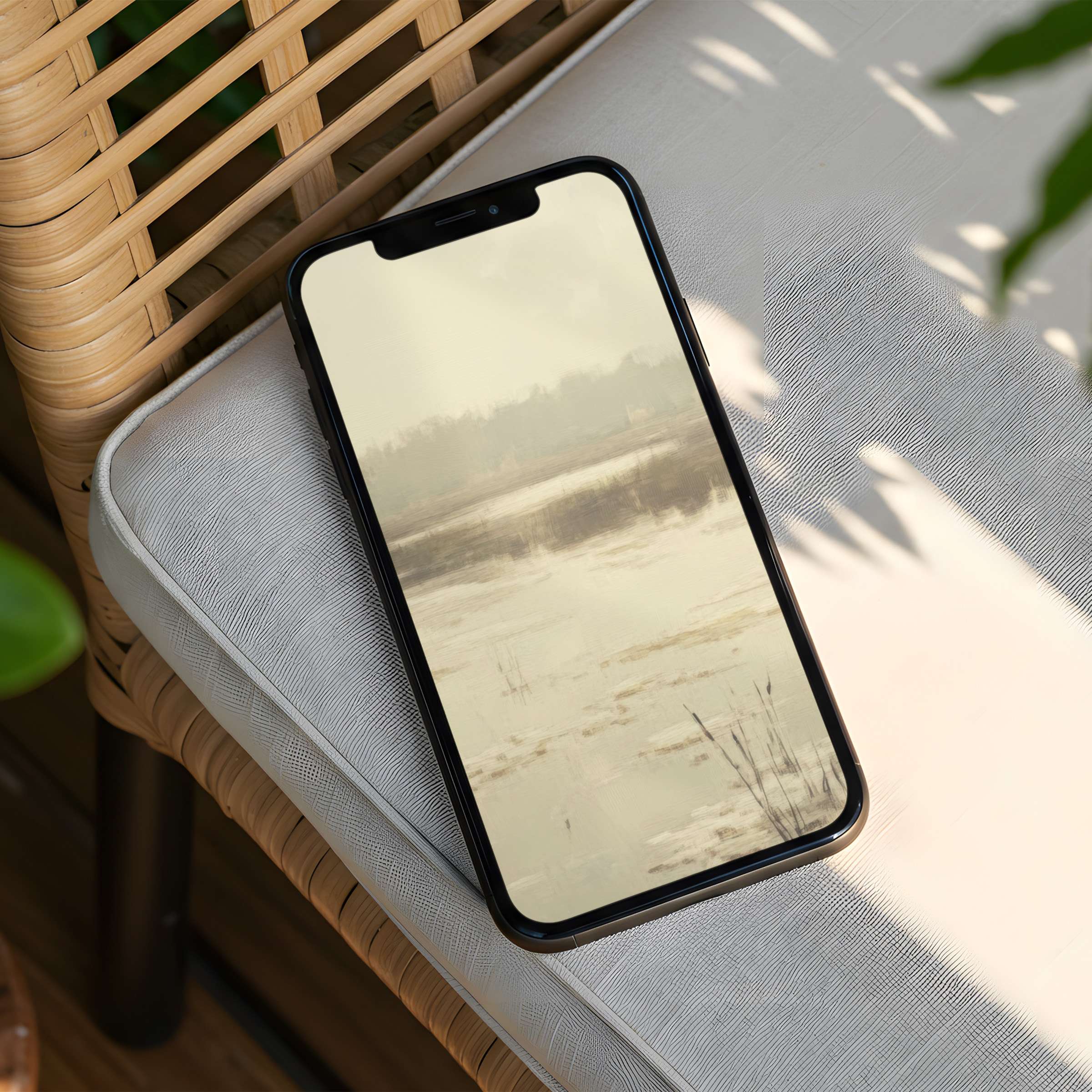 Serene iPhone background with calming landscape evokes mindfulness and elegance, perfect for phone instant download and tranquility seekers