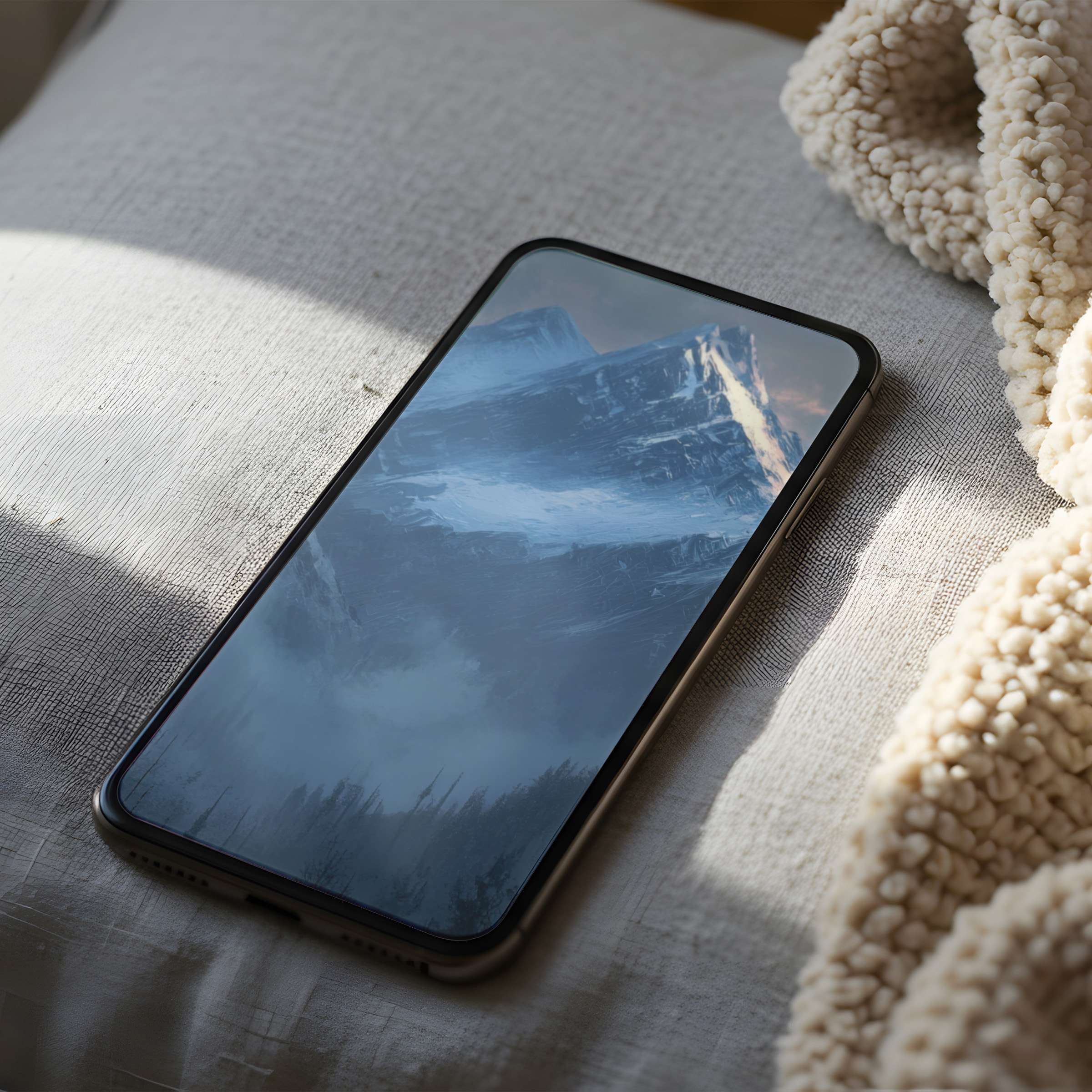 Elegant phone wallpaper featuring serene mountain art, offering emotional calm and style for iPhone and Android high-resolution screens