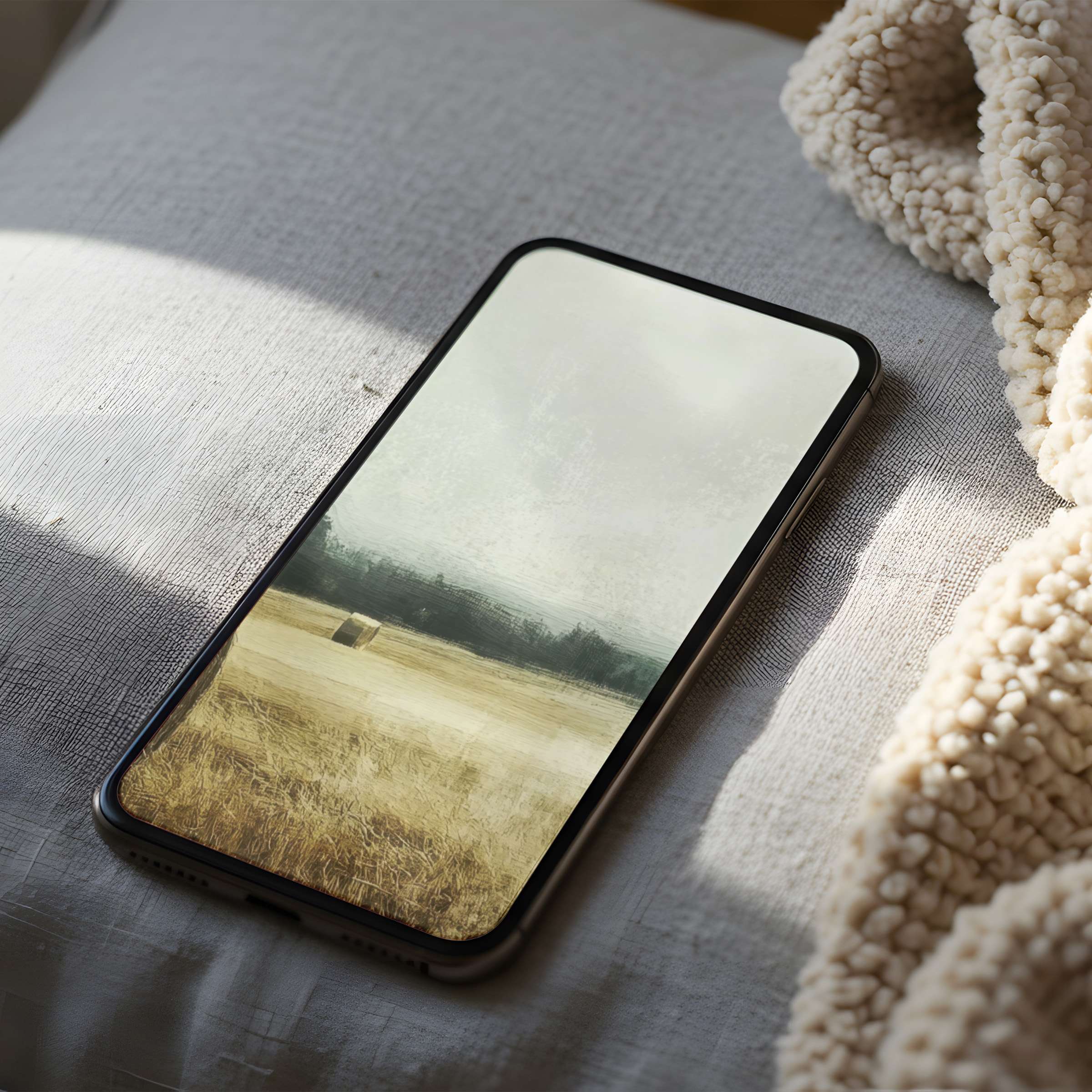 Elegant phone wallpaper featuring a serene landscape with soft hues, perfect for iPhone and Android users seeking a curated high-resolution digital download