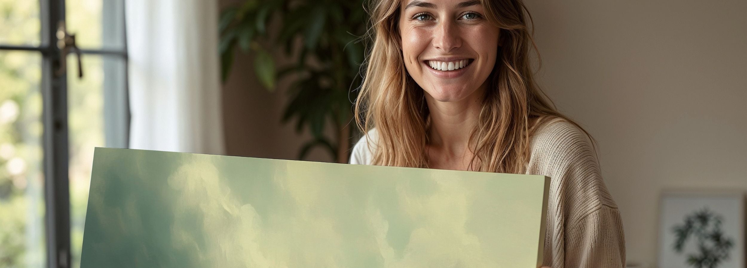 Serene landscape printable wall art featuring a golden wheat field under soft, expansive cloudy skies – calming nature artwork for warm, intentional home decor