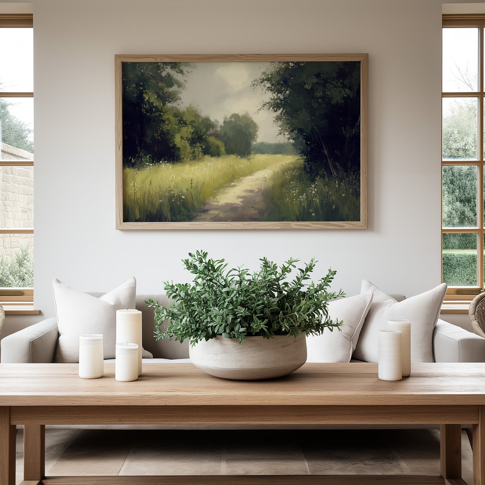 Landscape Digital Art Print in Modern Living Room
