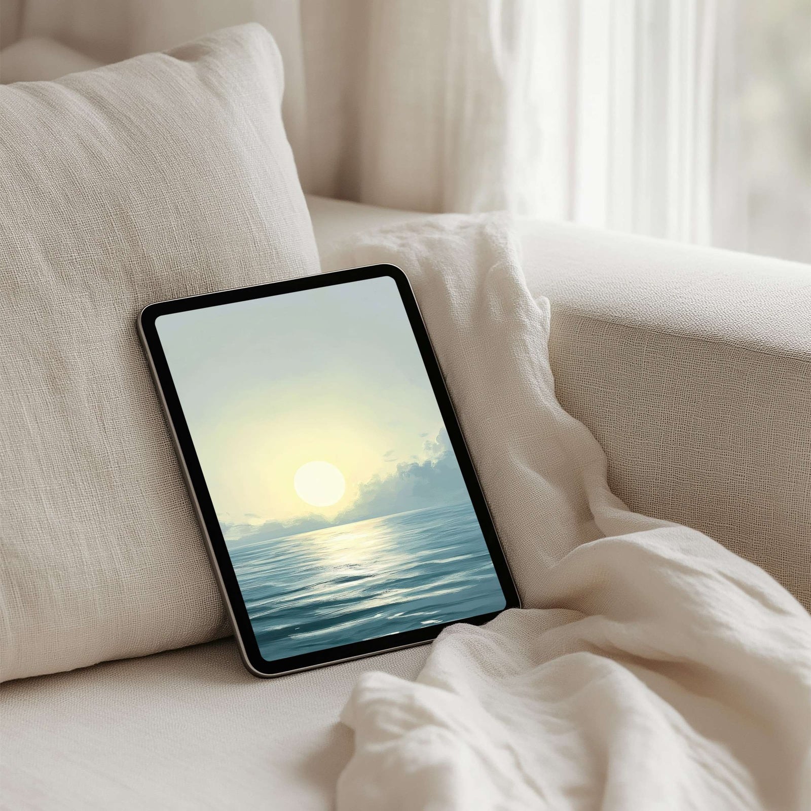 Landscape iPad Wallpaper Serene Ocean Sunset Painting Impressionism