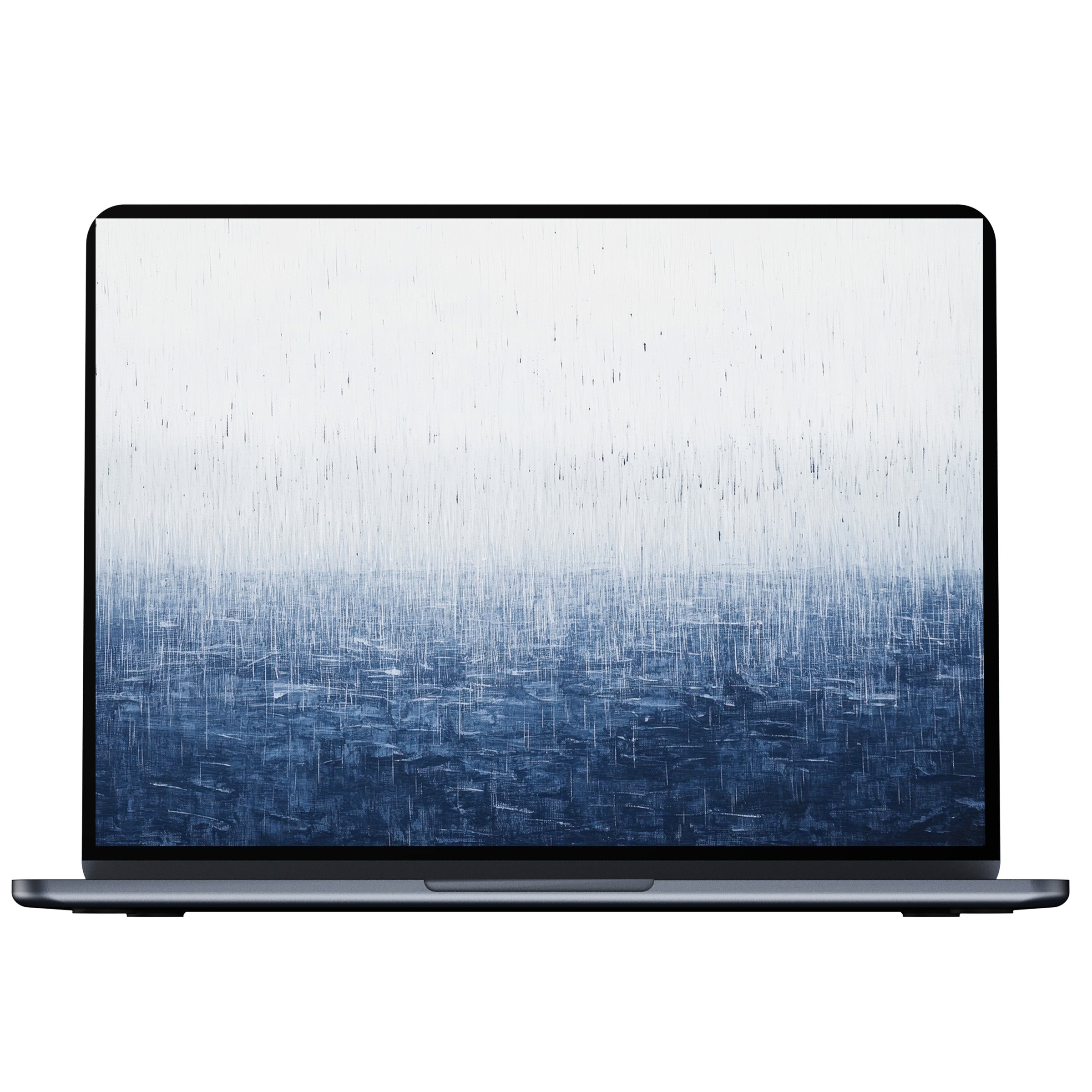 Minimalist desktop wallpaper featuring a serene blue gradient rain texture digital download for PC and laptop elegance and calm