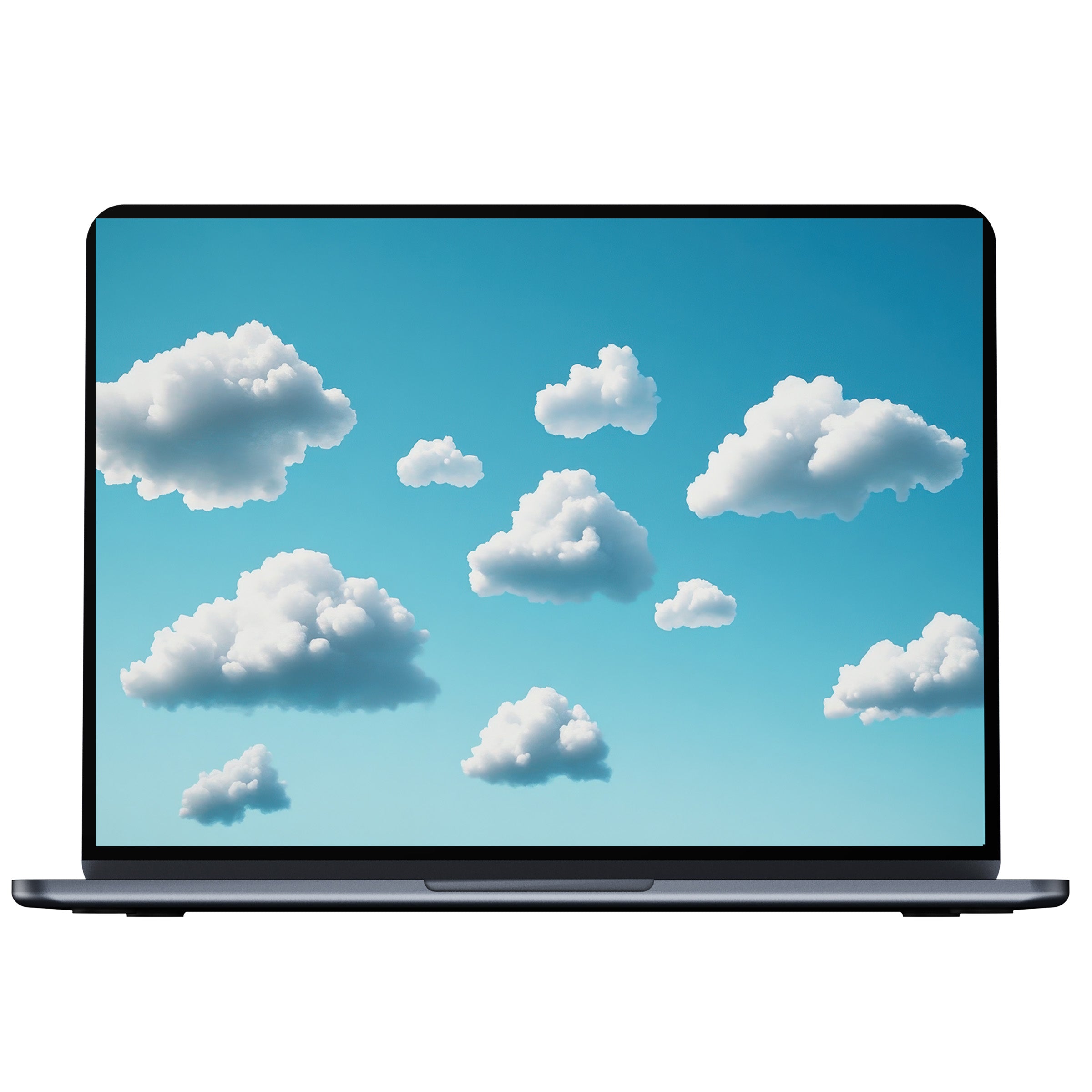Minimalist desktop wallpaper featuring serene clouds against a blue sky for digital download enhancing PC and laptop elegance