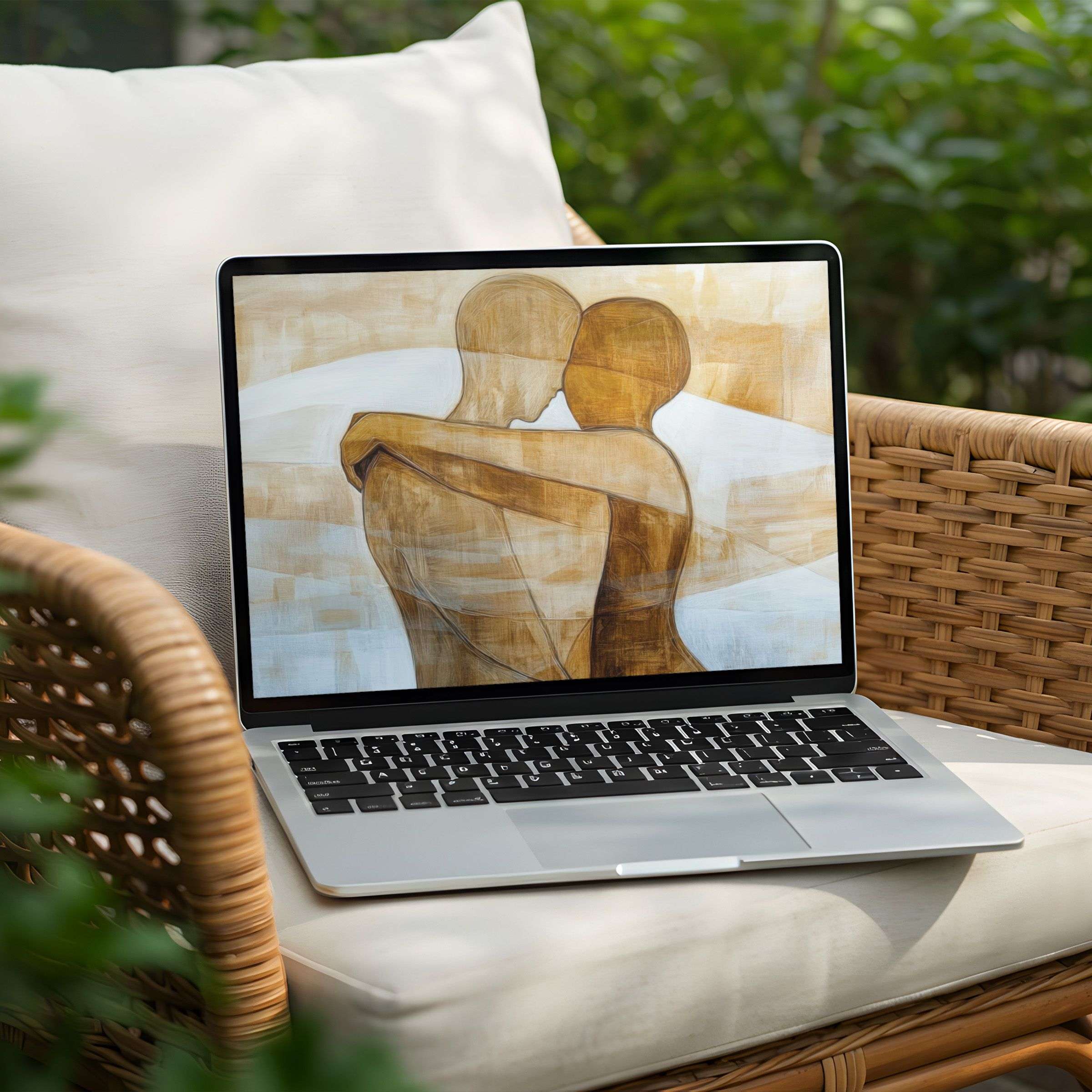 Calming abstract art desktop background for PC or laptop enhancing mindfulness and elegance available as instant download