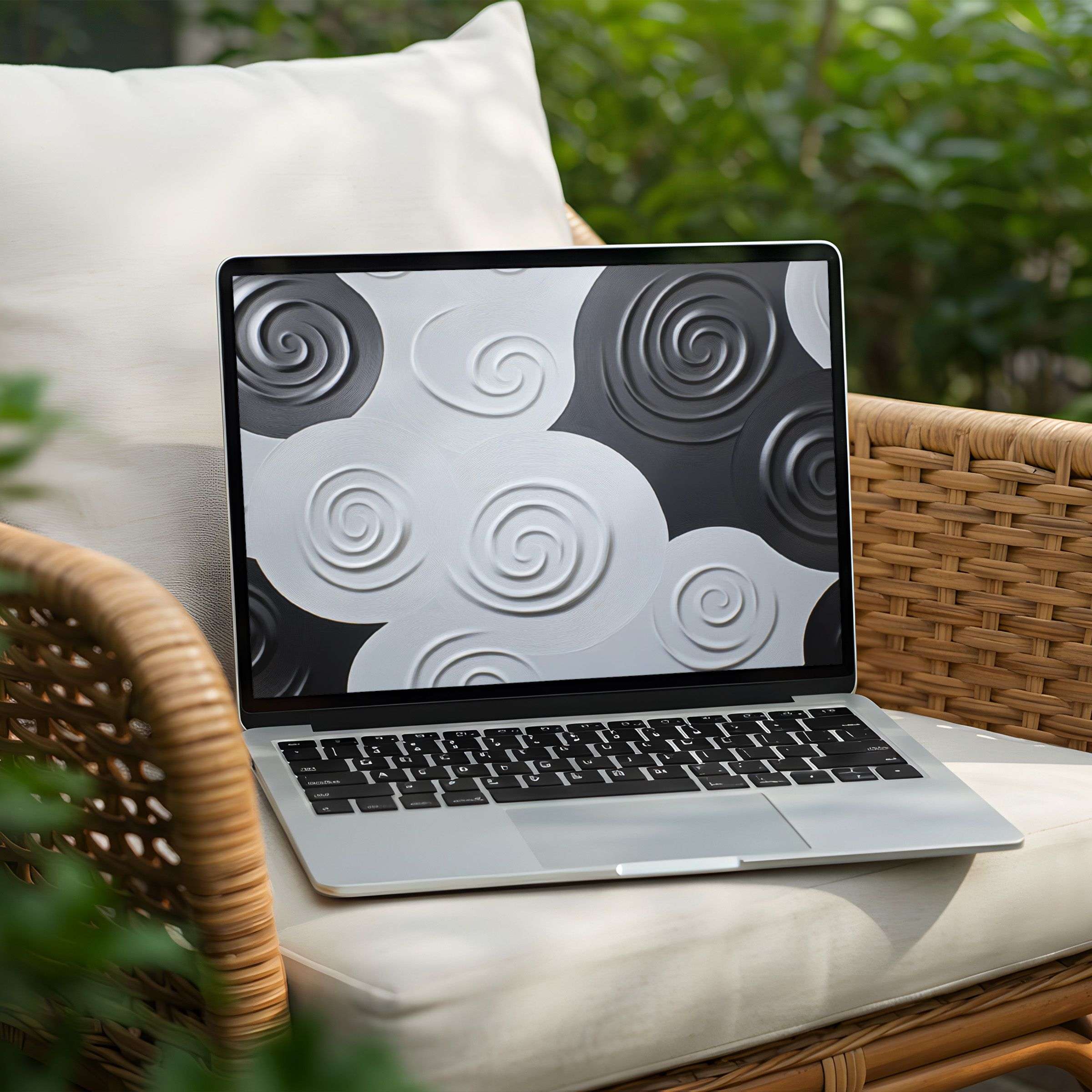 Inspire calm and elegance with a black and white spiral desktop background for instant download to your PC or Laptop