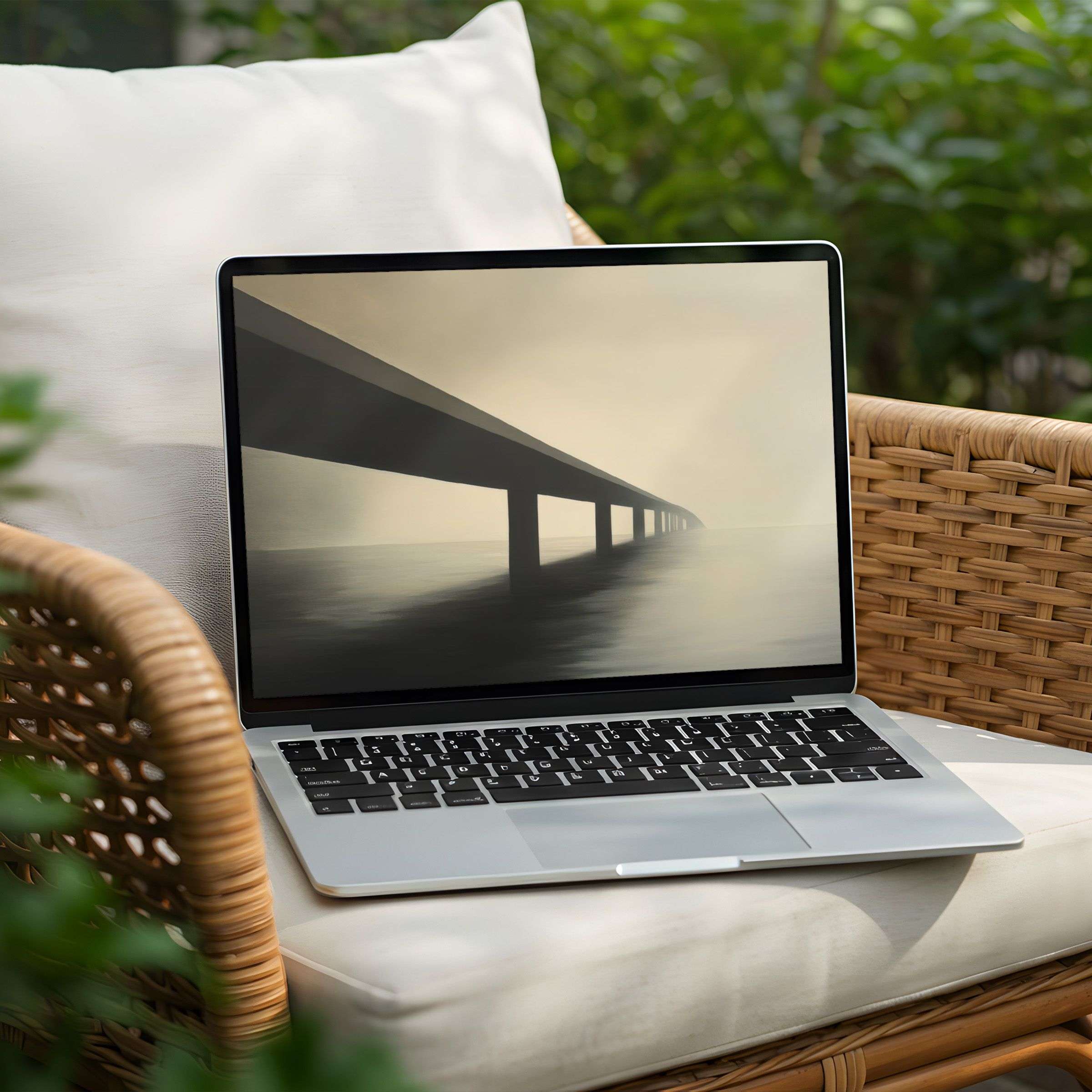 Elegant sepia-toned bridge desktop background for PC and Laptop instant download inspires calm and mindfulness