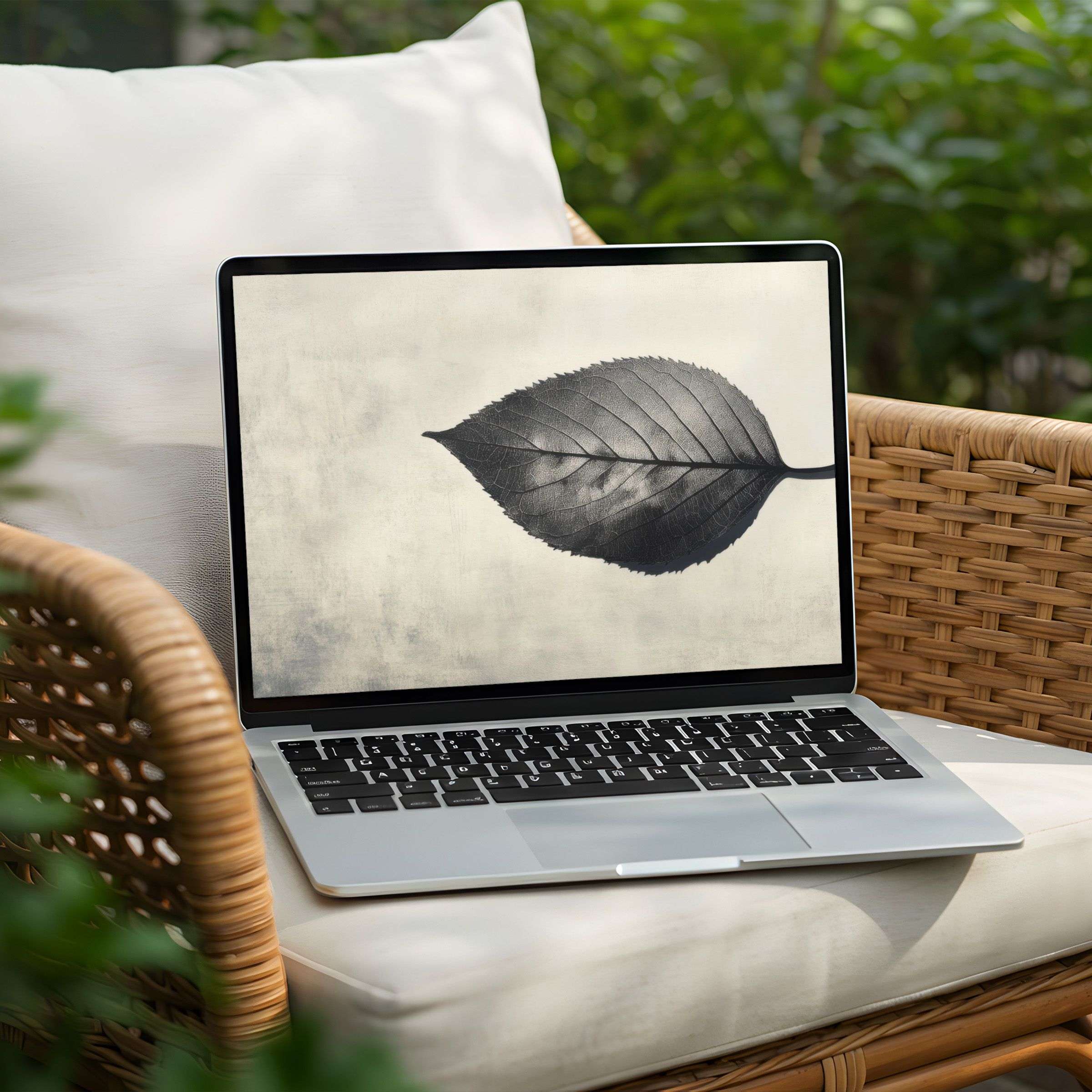 Elegant leaf in grayscale offers a calming desktop background for PC or Laptop users seeking instant download inspiration