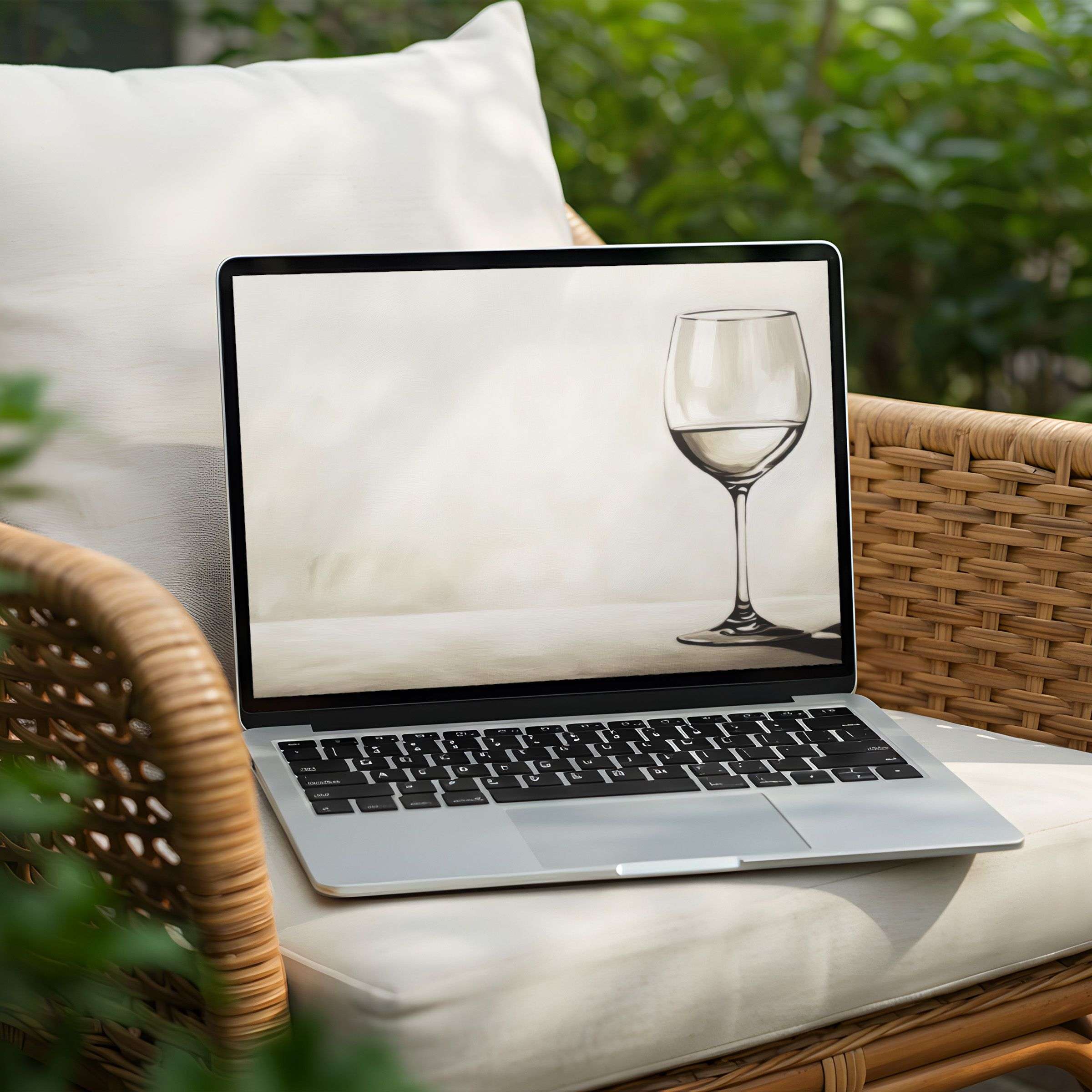 Elegant desktop background featuring a minimalist wine glass art for instant download on your PC or Laptop creating serene inspiration