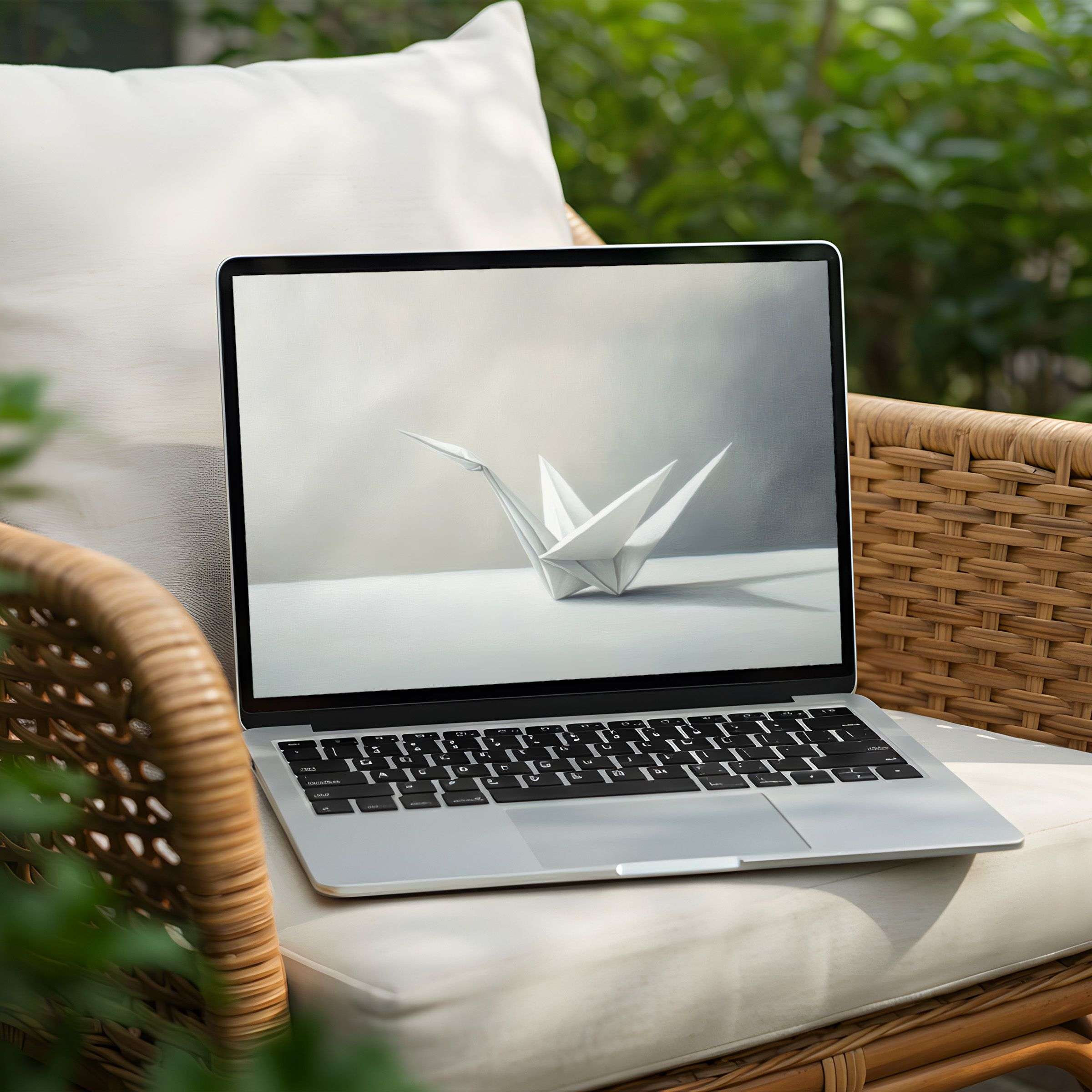 Elegant origami crane art desktop background for PC and Laptop instant download evokes calm, inspiring mindful elegance