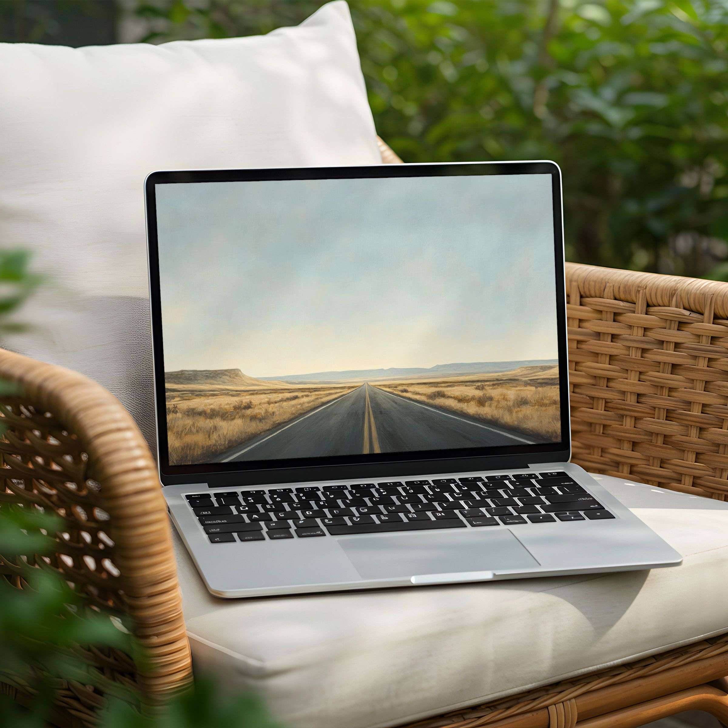 Elegant desktop background of a serene road for PC or Laptop instant download inspiring calm and mindfulness in design-conscious users