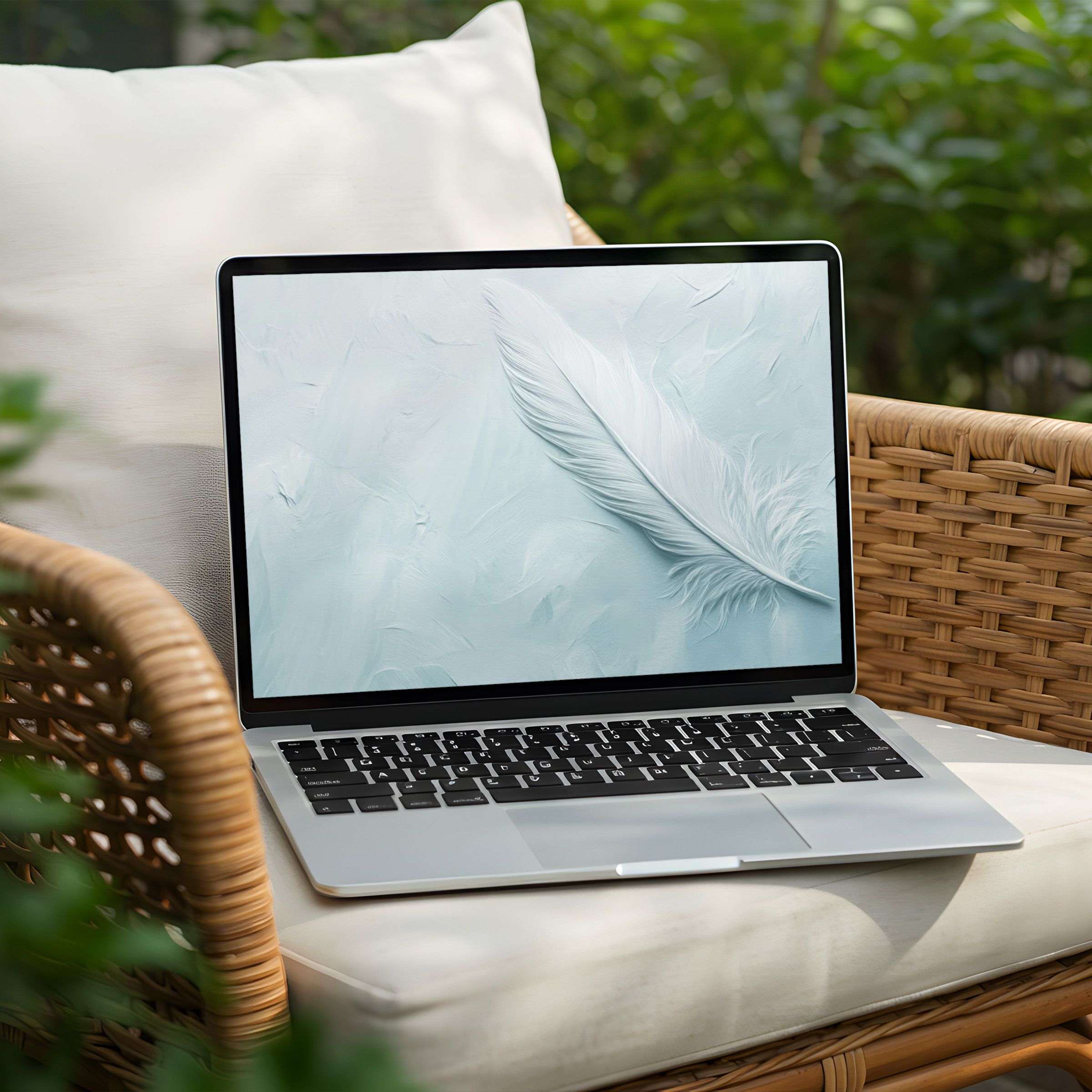 Elegant feather art desktop background for PC and Laptop instant download offering calm and inspiration with soft textures