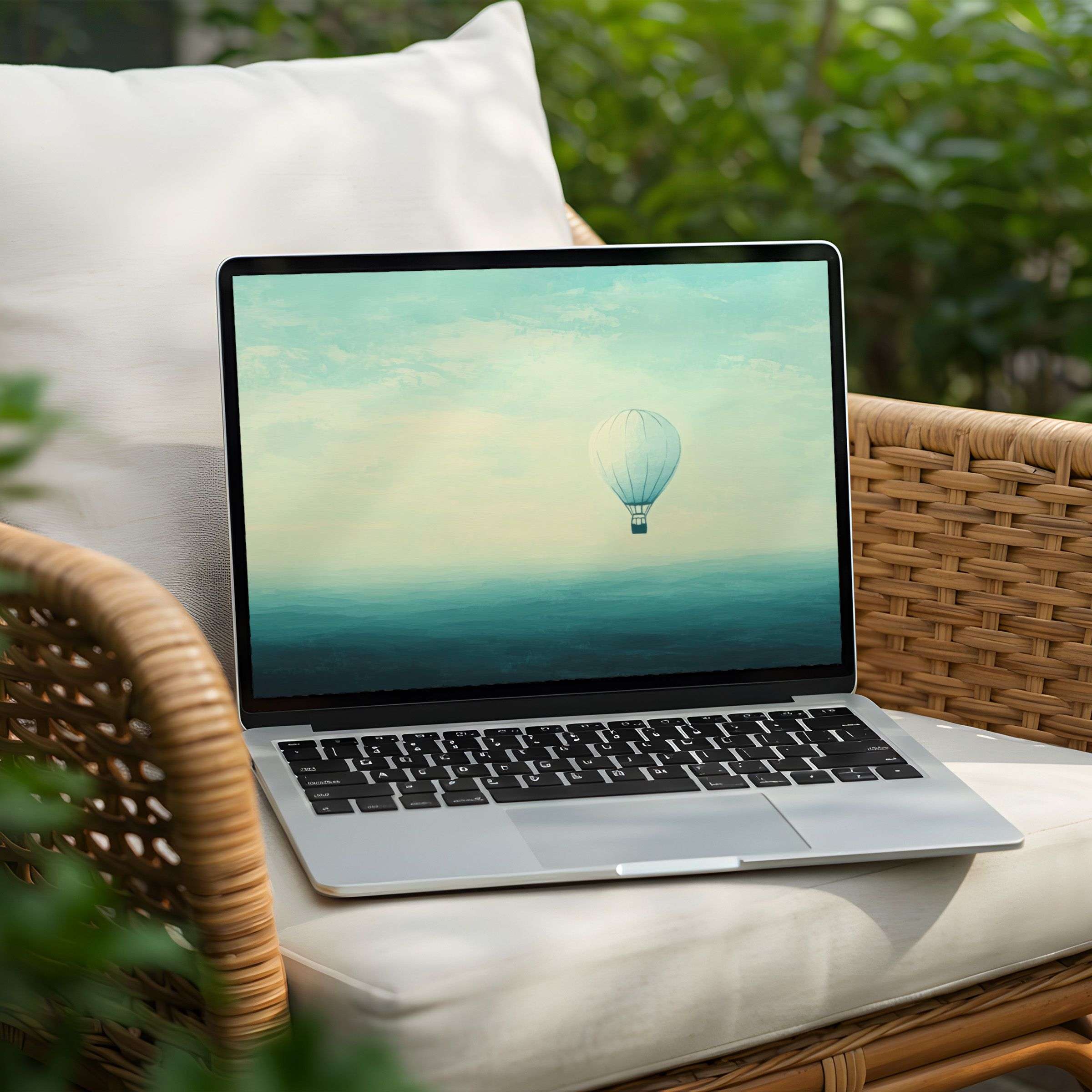 Calming hot air balloon desktop background for instant download to enhance your PC or Laptop with serene inspiration
