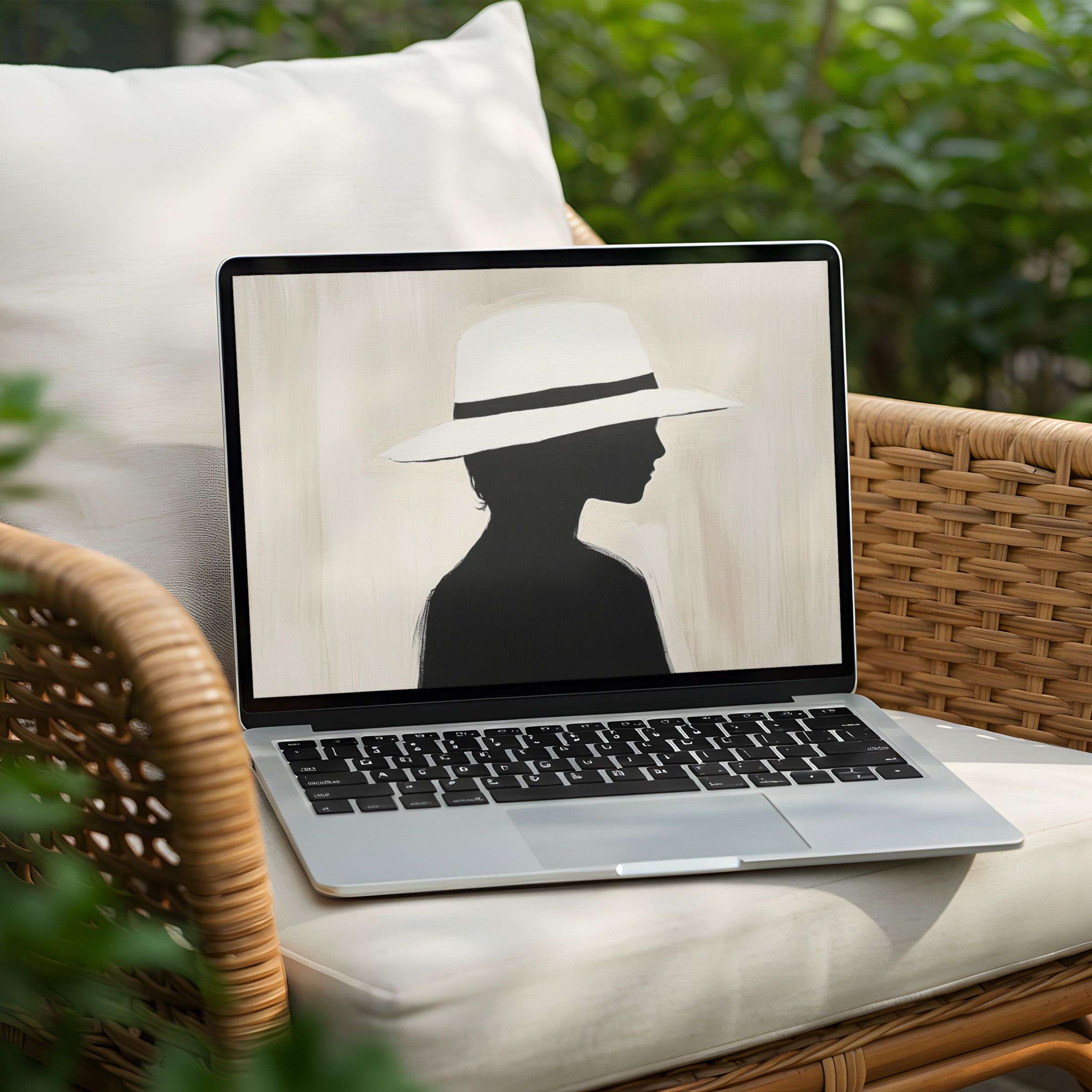 Serene silhouette art desktop background for PC or Laptop instant download inspiring calm elegance and mindful aesthetics