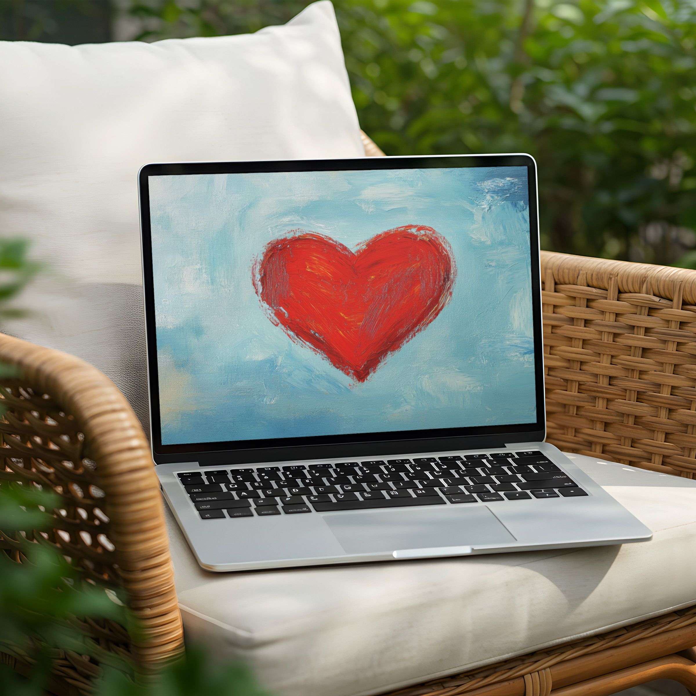 Elegant heart painting desktop background for PC and Laptop instant download inspires calm and creativity in your space