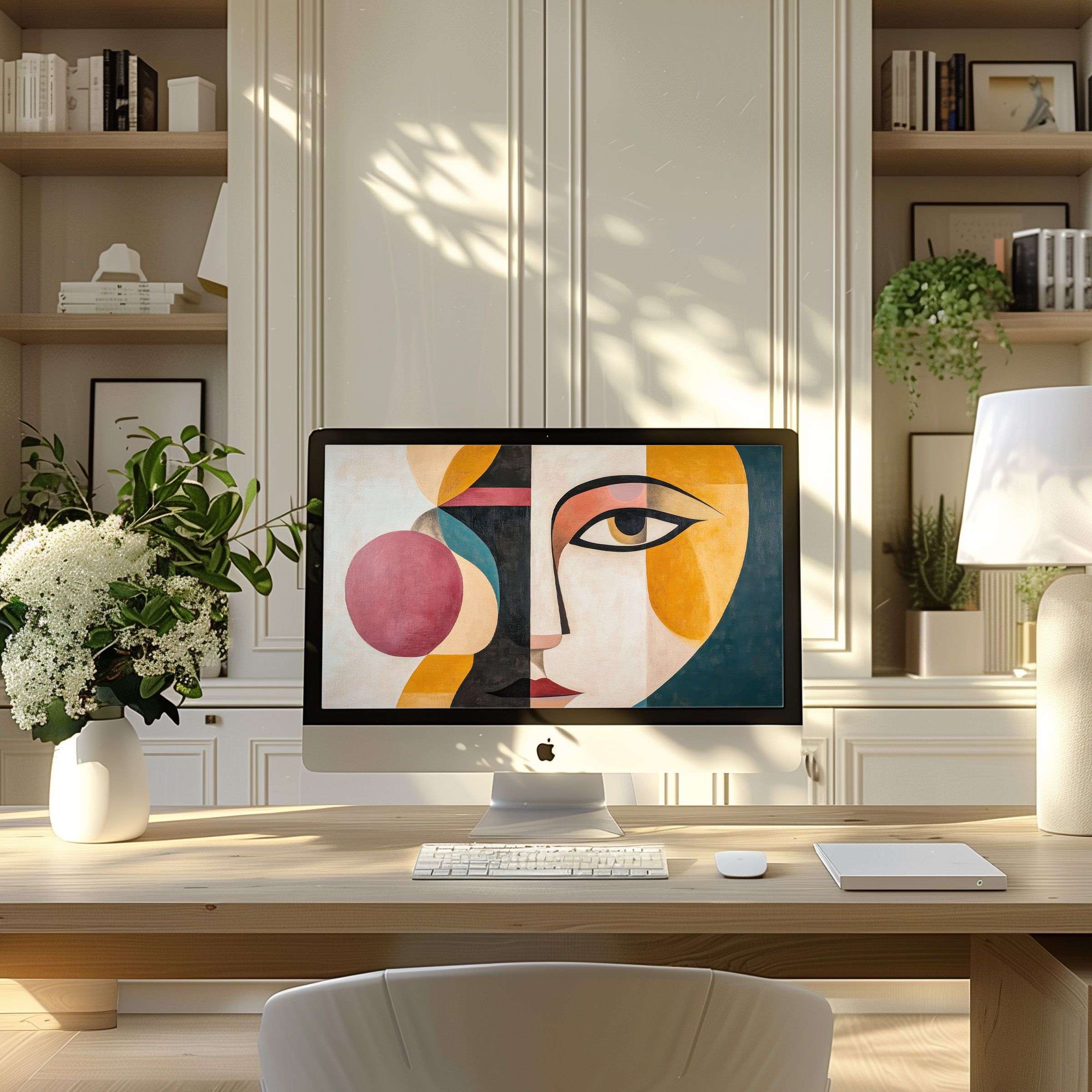 Inspire elegance and calm with this abstract artwork as a wallpaper for computer, perfect for PC, laptop, ultrawide display