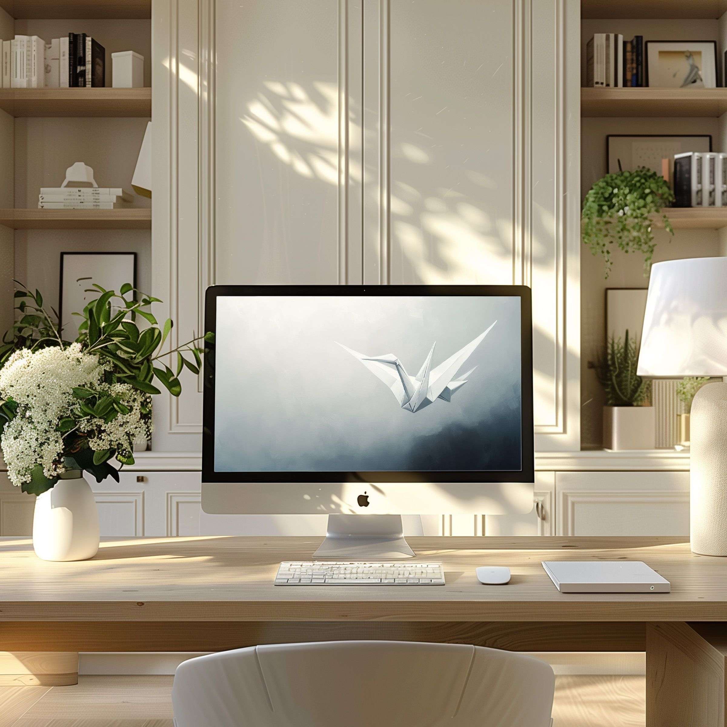 Elegant wallpaper for computer inspires calm in a modern home office, perfect for PC, Laptop, ultrawide digital display download