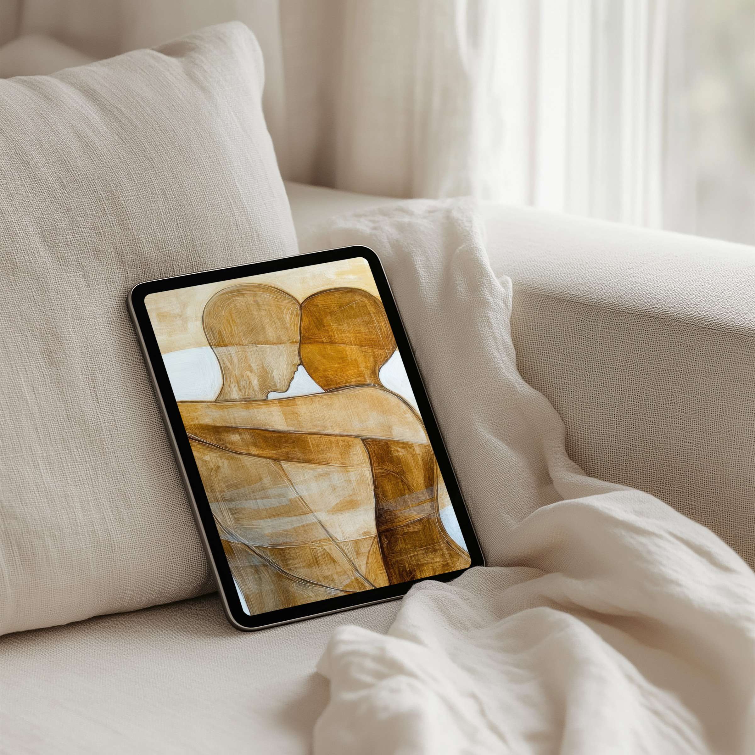 Elegant minimalist art in soft earth tones creates a calming iPad background for instant download on any tablet device