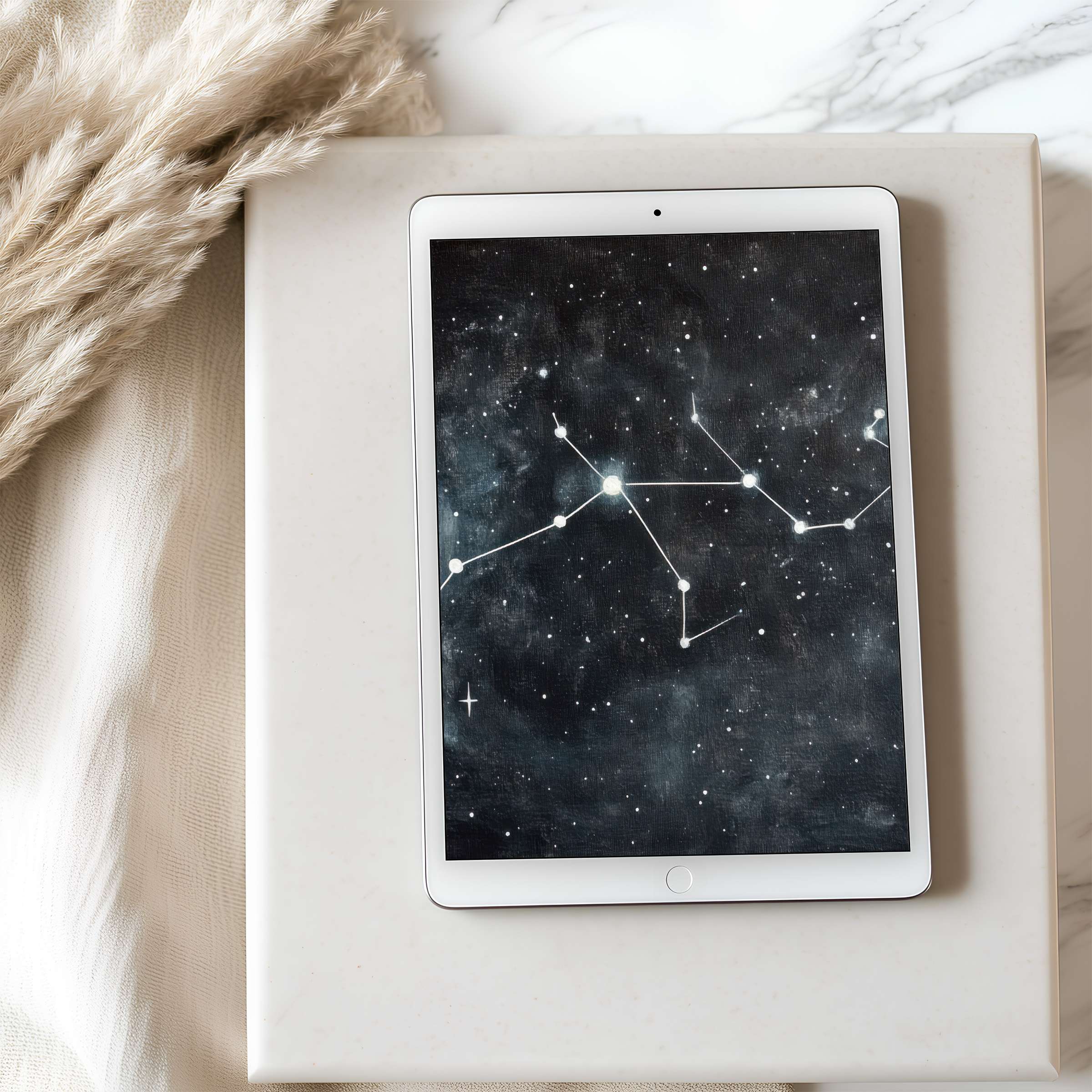 Elegant starry night constellation tablet wallpaper adds tranquility to your iPad or Android in high resolution digital download