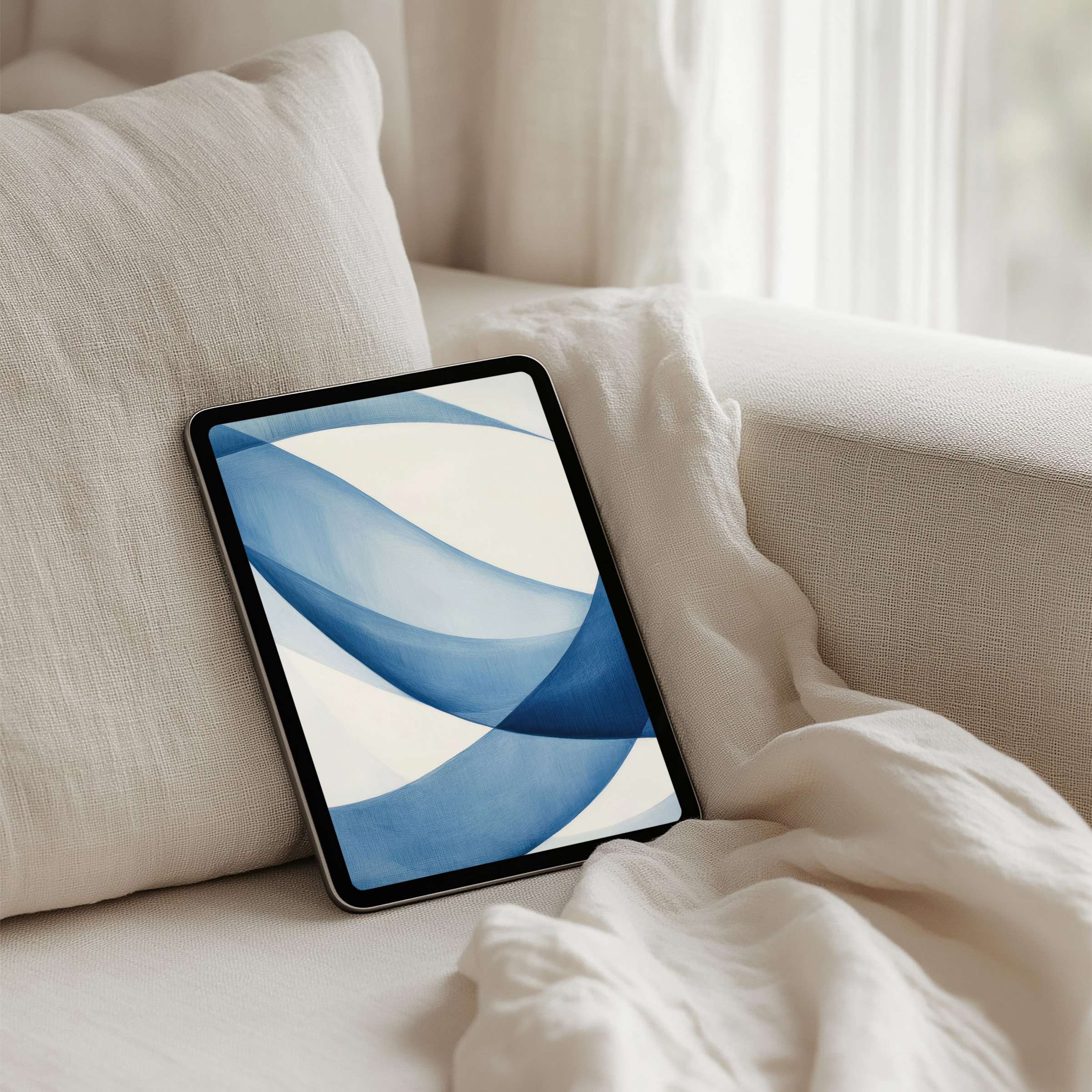 Serene blue abstract art iPad background perfect for tablet users seeking elegance and calm with instant download availability