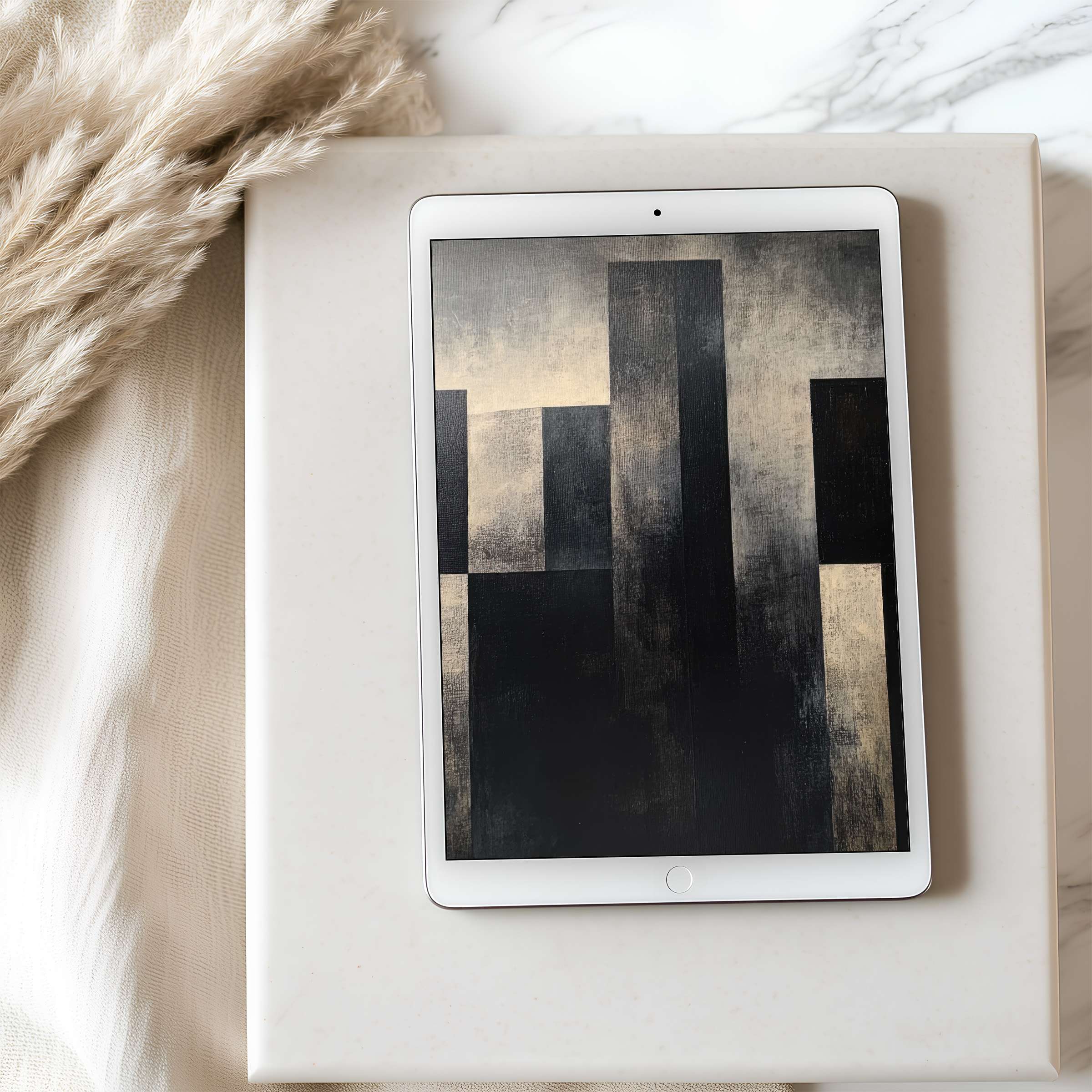 Elegant abstract tablet wallpaper in high resolution set against a minimalist background; perfect for iPad and Android, digital download