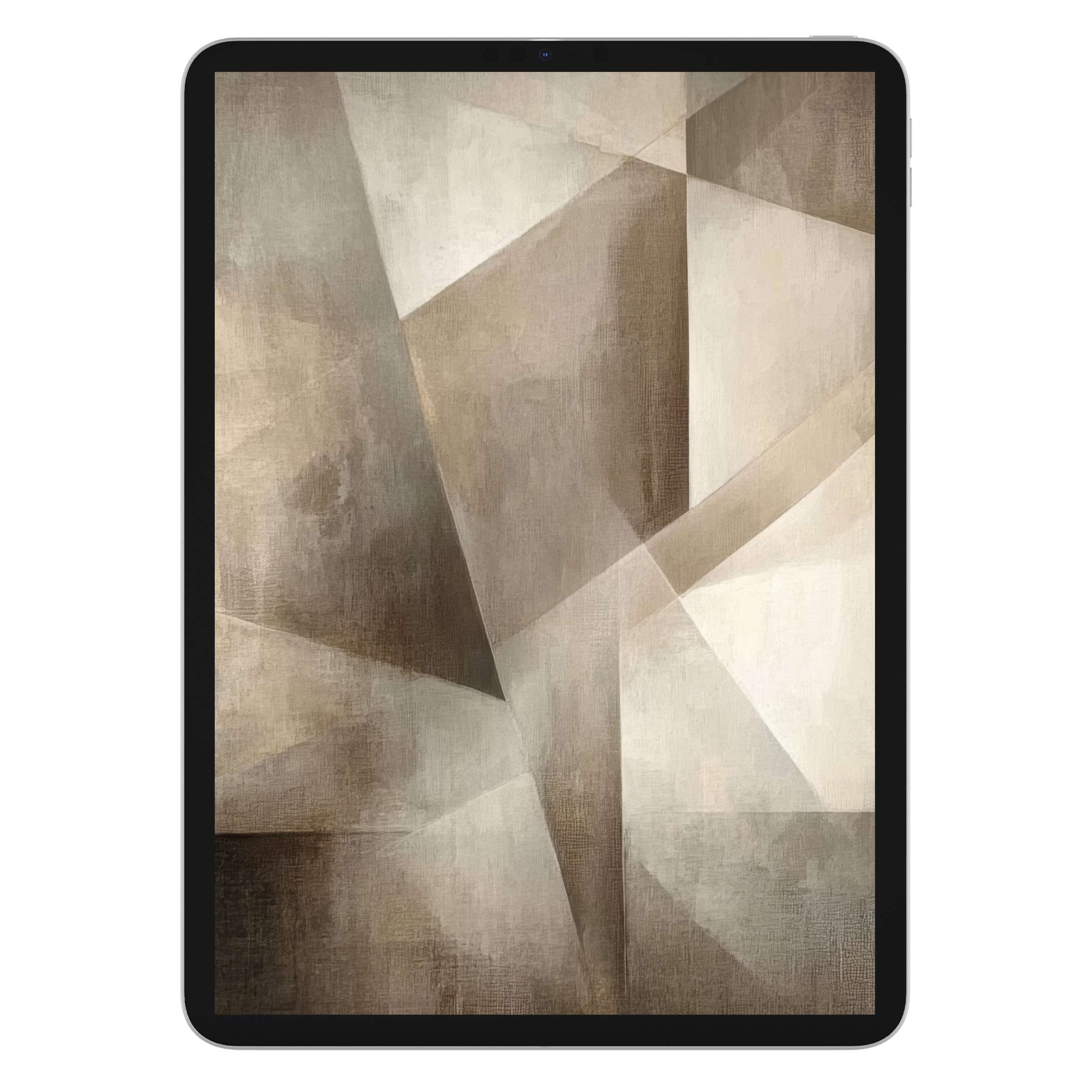 Elegant minimalist iPad wallpaper featuring abstract beige and brown textures, perfect digital download for any tablet background needs