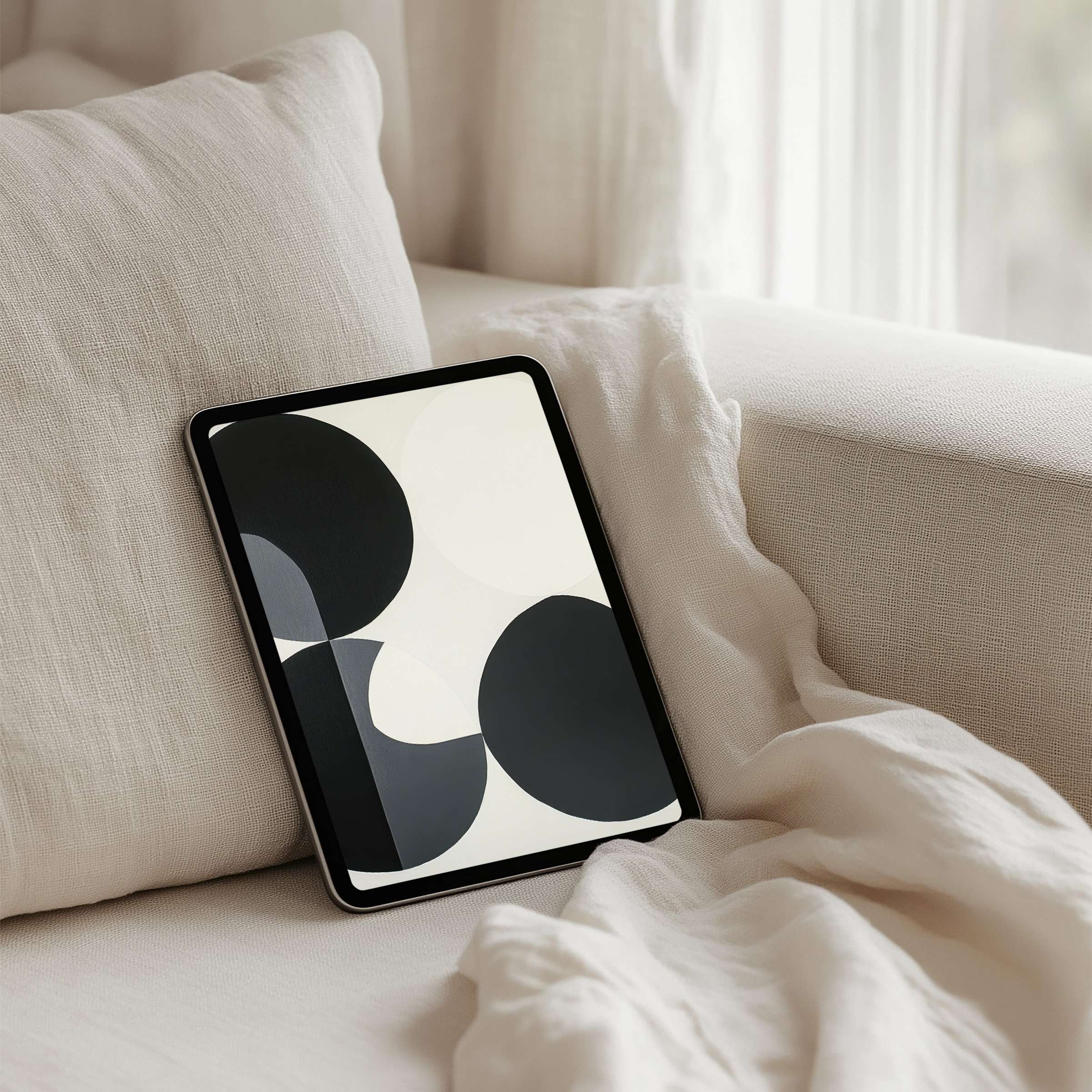 Elegant black and white abstract iPad background offers instant download for tablet users seeking calm and mindful inspiration