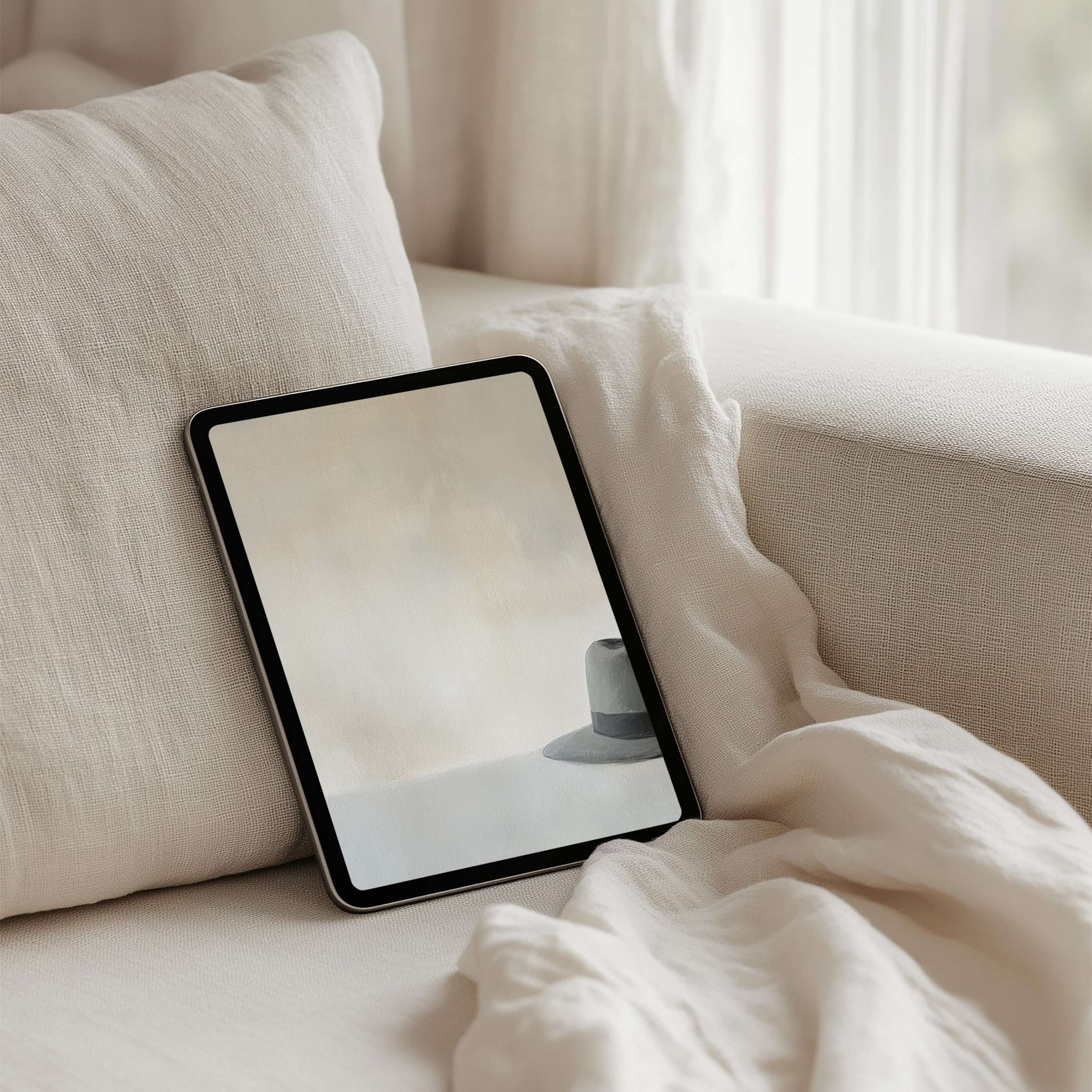 Elegant iPad background for instant download with soft, neutral tones inspires calmness and fits all tablet screens