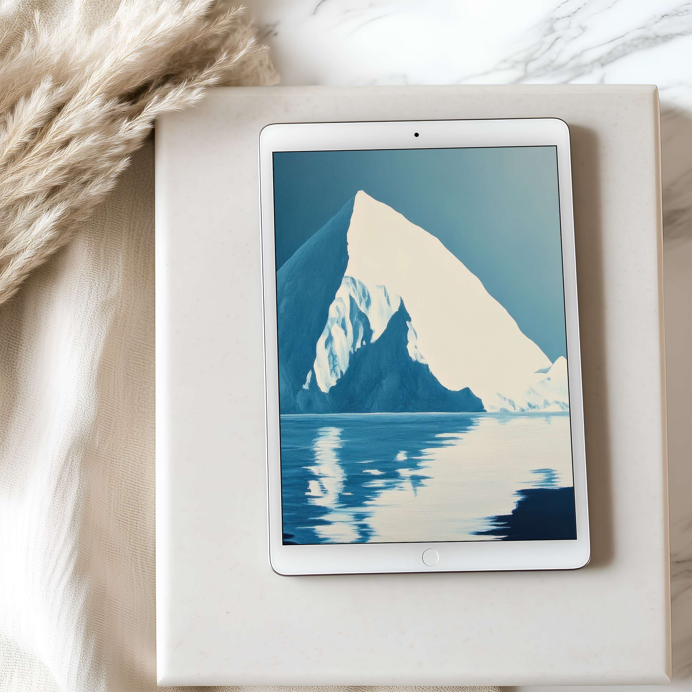 Elegant abstract mountain scene tablet wallpaper in high resolution enhances digital download aesthetics, perfect for iPad users seeking tranquility