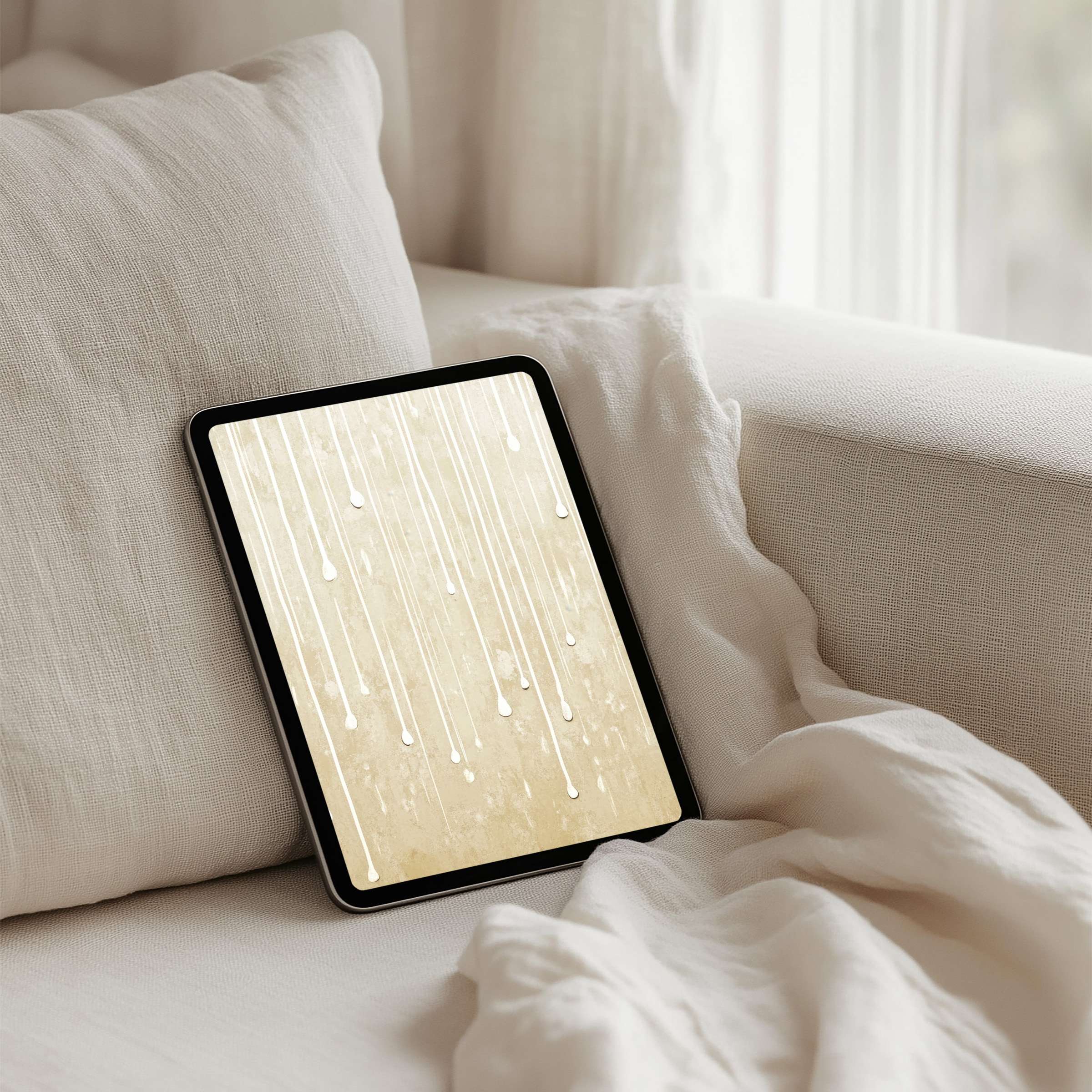 Elegant iPad background with rain-inspired texture enhances calm and mindfulness for tablets instant download design-conscious users