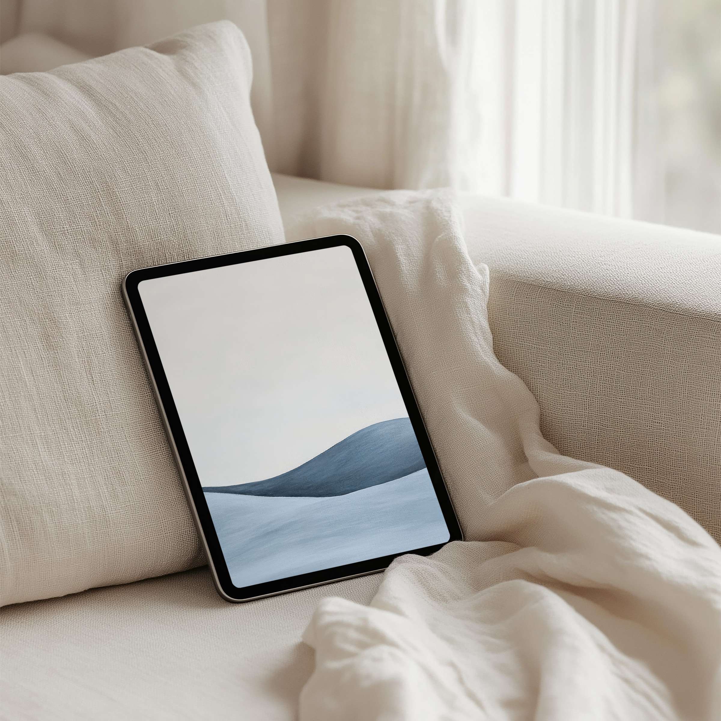 Serene abstract waves create a calming iPad background perfect for tablets offering elegance and instant download for mindful design