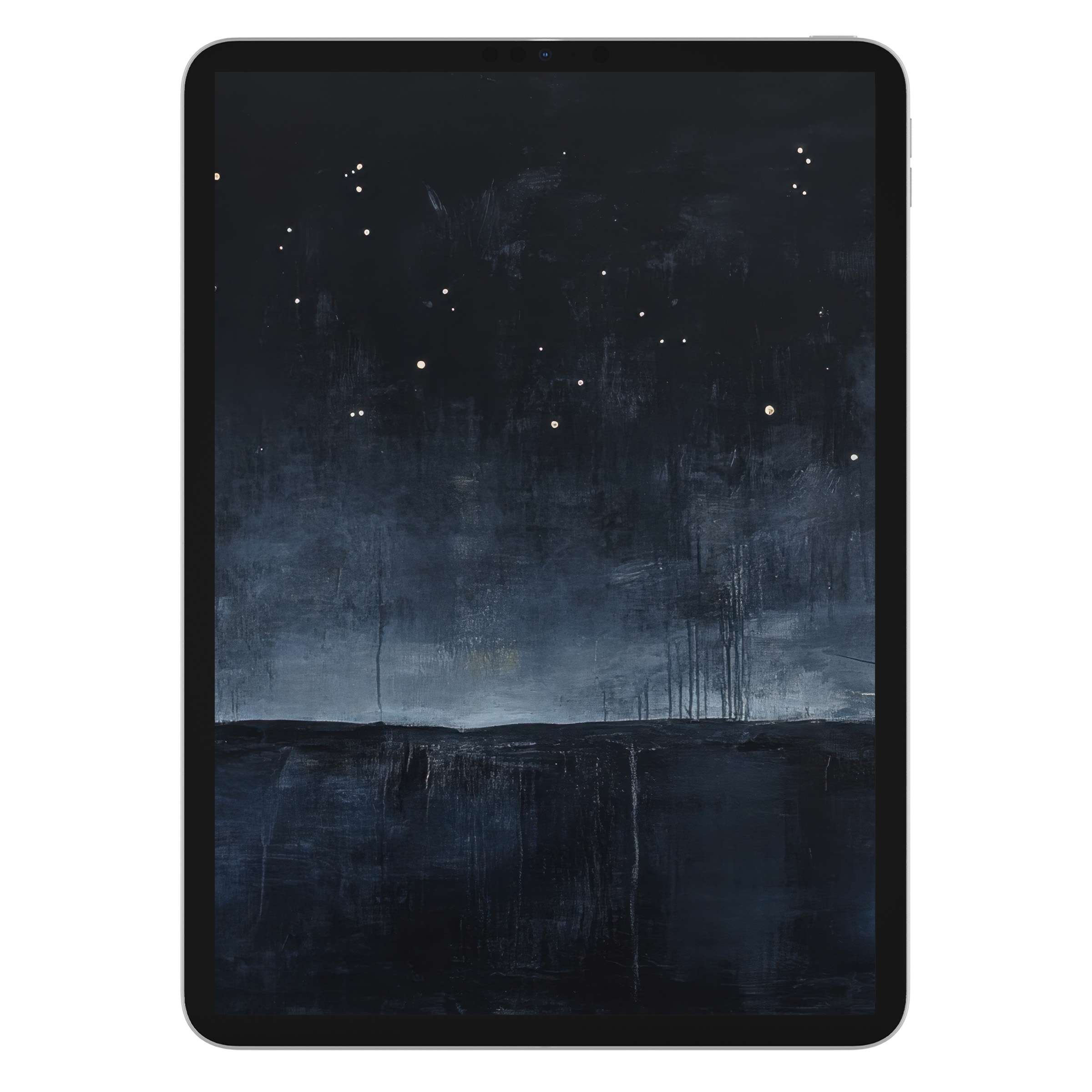 Starlit minimalist iPad wallpaper offers a serene digital download background, perfect for elevating any tablet aesthetic with night sky elegance