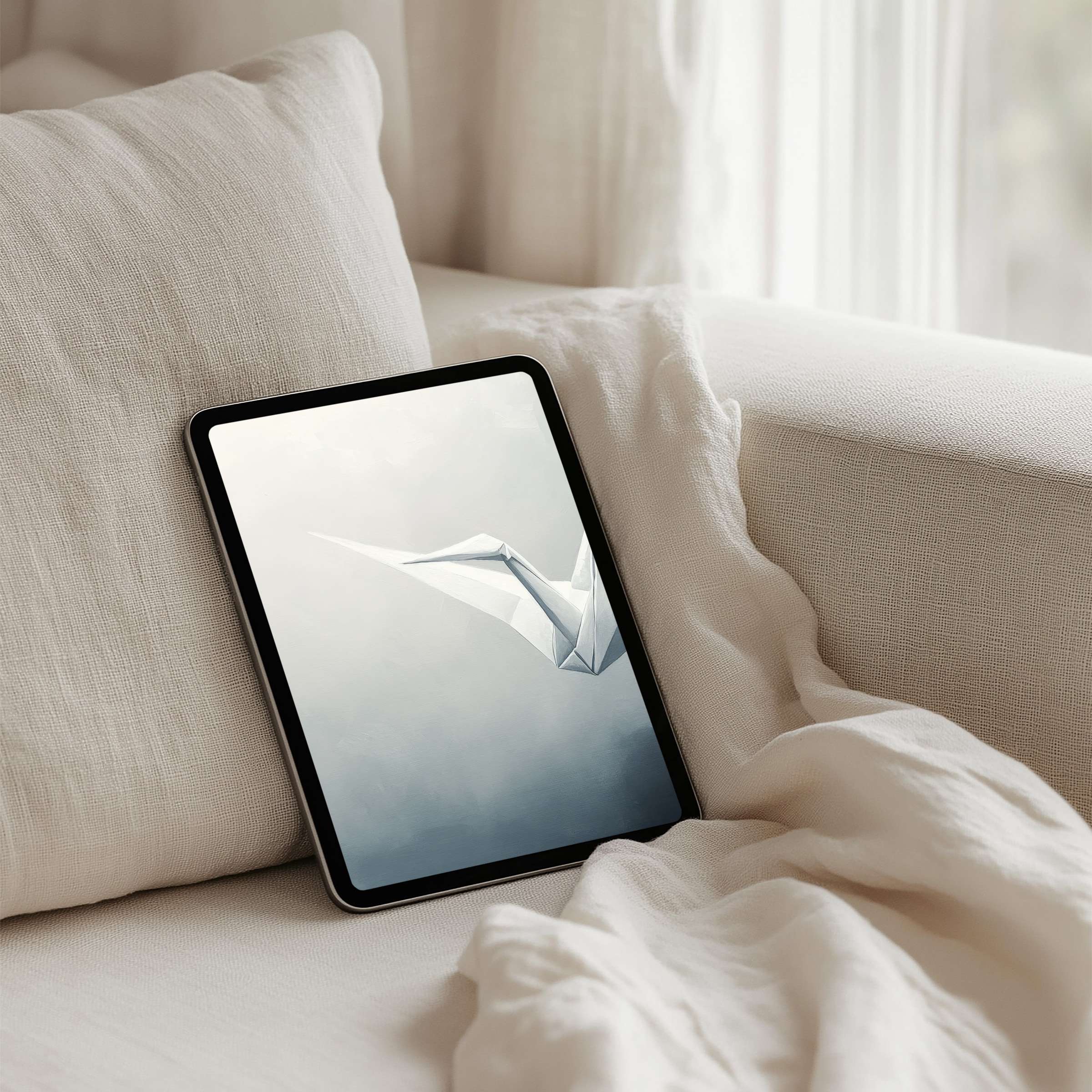 Elegant origami design for iPad background offers calm inspiration, perfect for instant download on any tablet device