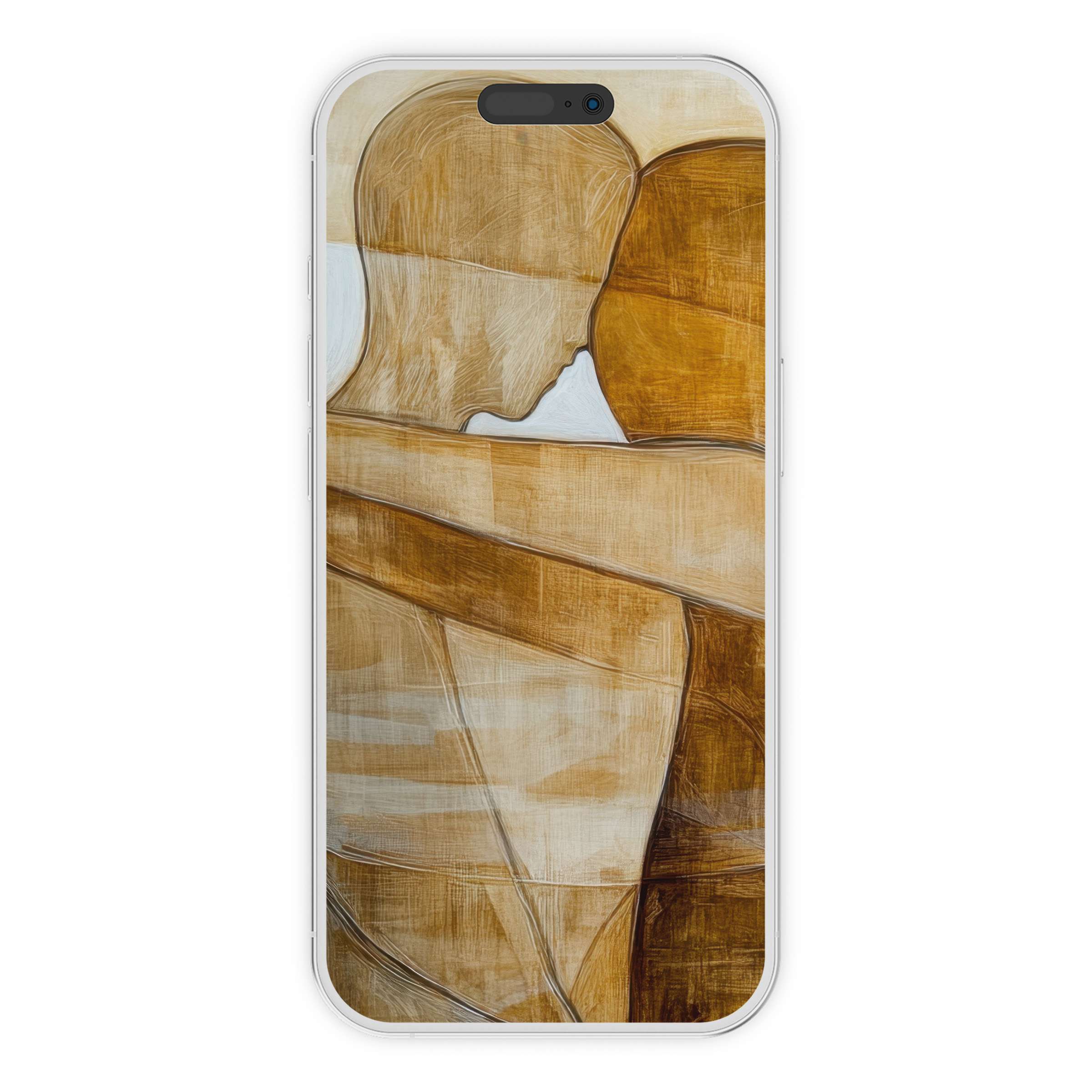 Minimalist iPhone wallpaper featuring warm-toned abstract embrace, ideal phone background for a calm digital download art piece