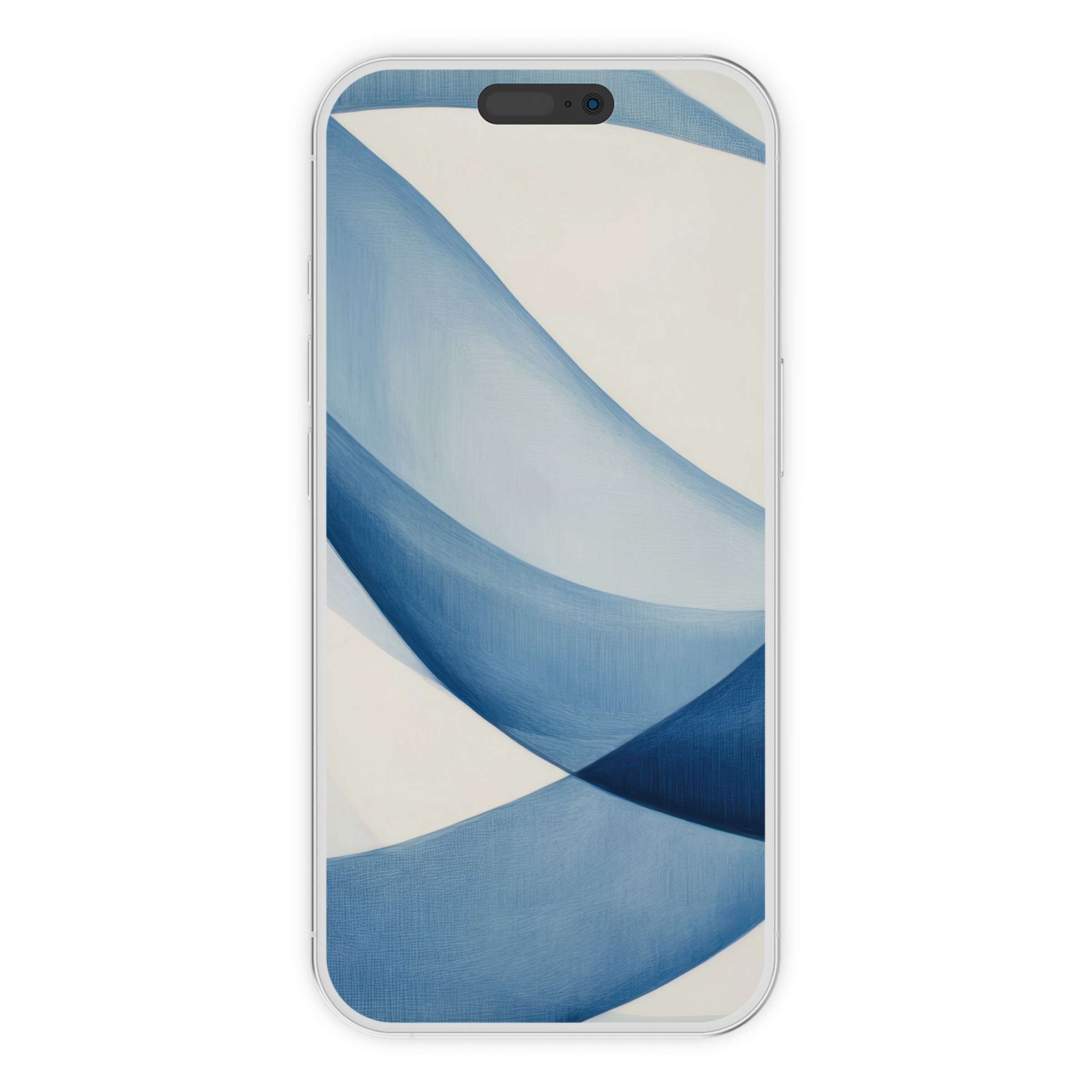 Minimalist iPhone wallpaper with calming blue waves creates an elegant phone background ideal for digital download and tranquility
