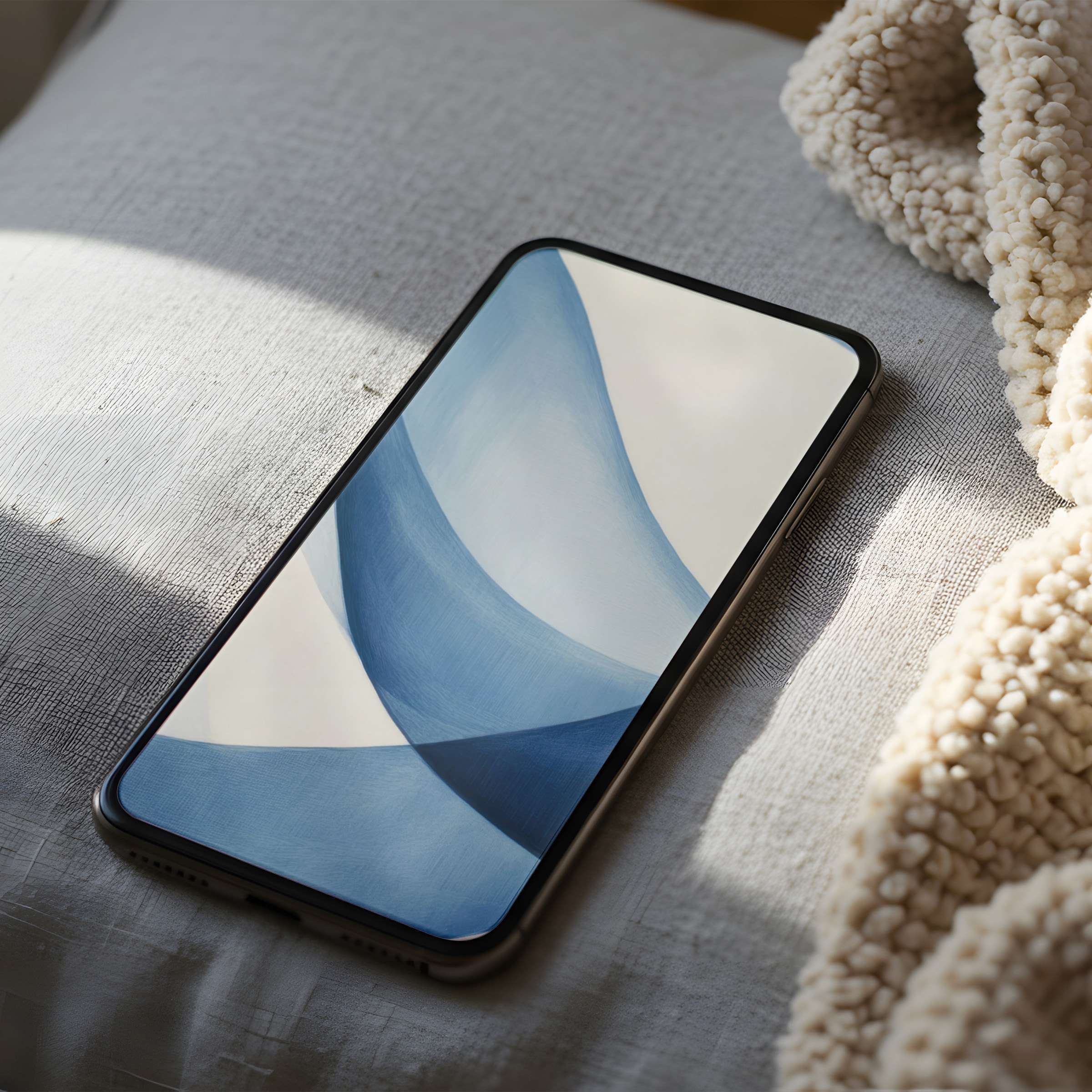 Elegant blue abstract phone wallpaper enhances serenity with high resolution, perfect for iPhone and Android digital download