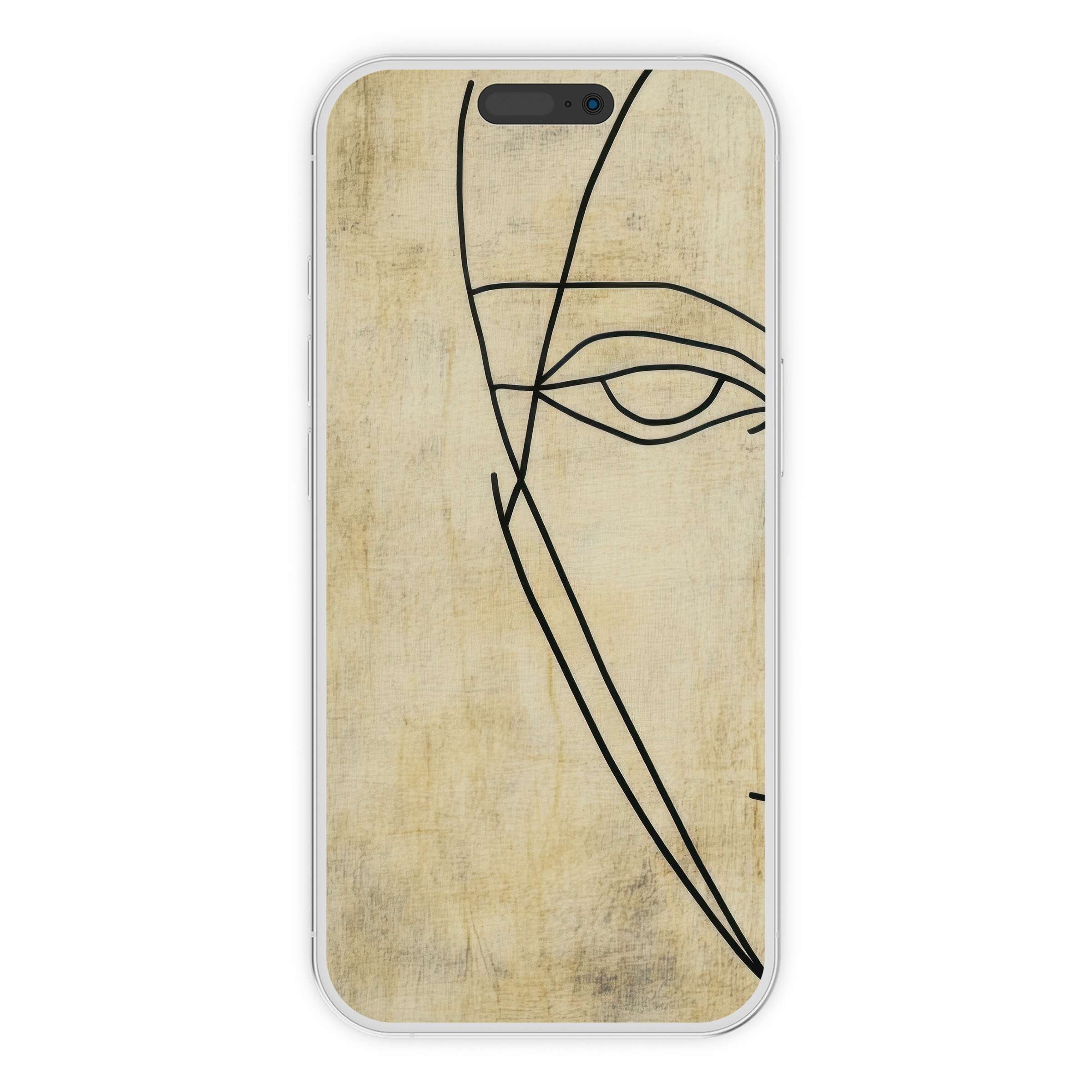 Elegant minimalist iPhone wallpaper digital download featuring abstract line art on a textured beige background perfect for any phone