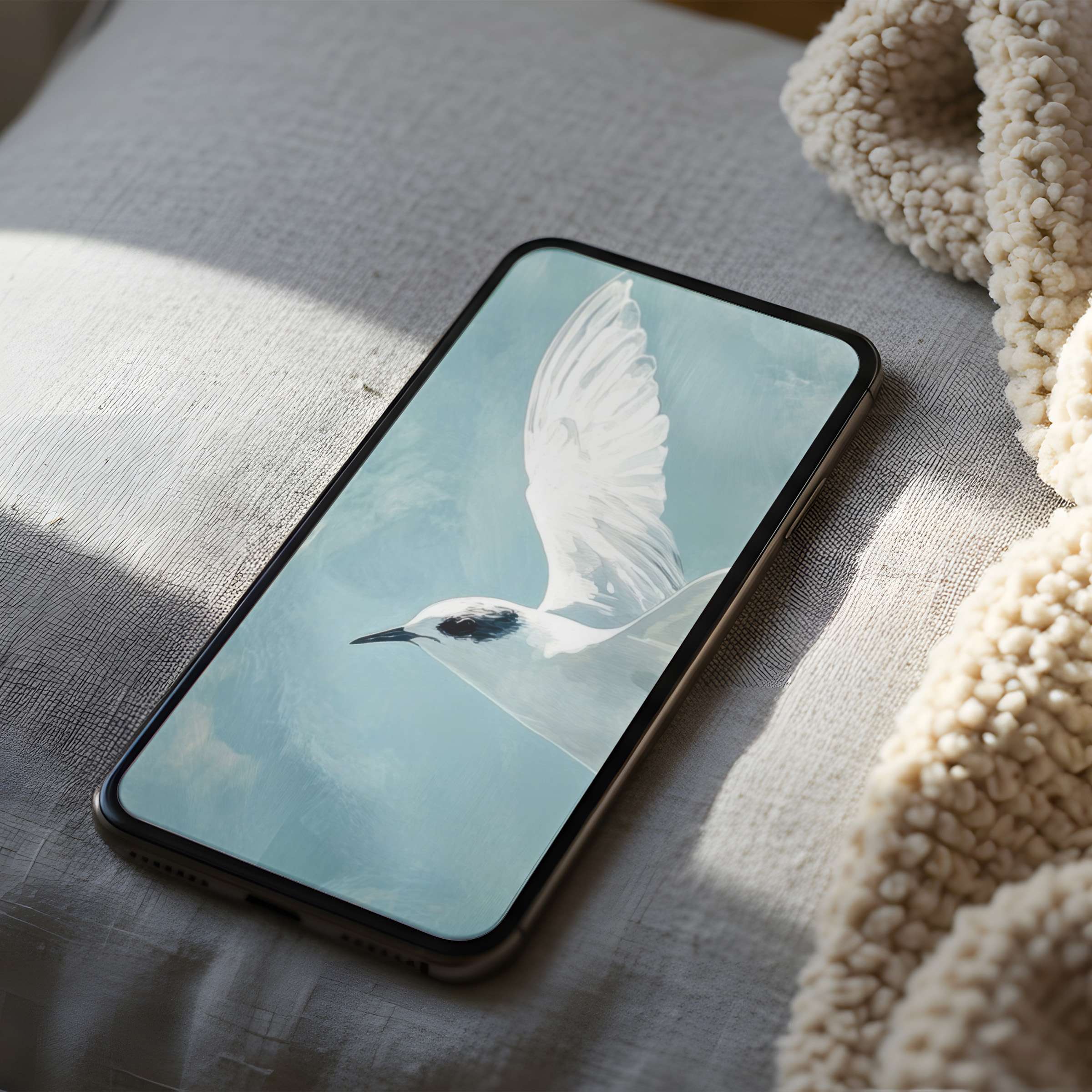 Elegant bird motif phone wallpaper in high resolution offers tranquility and style for iPhone or Android digital download users