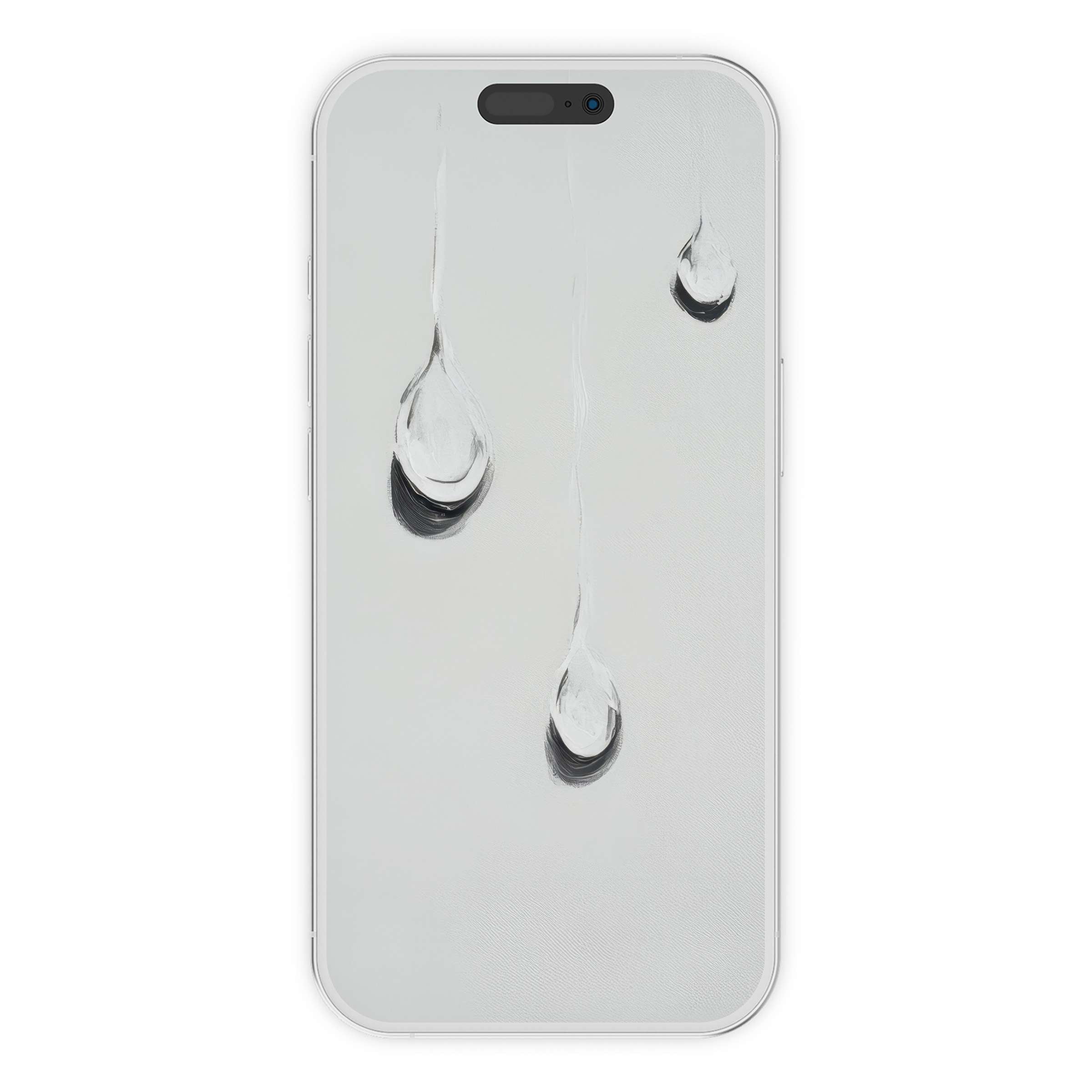 Minimalist iPhone wallpaper with elegant water droplets on a soft white background digital download perfect for any phone
