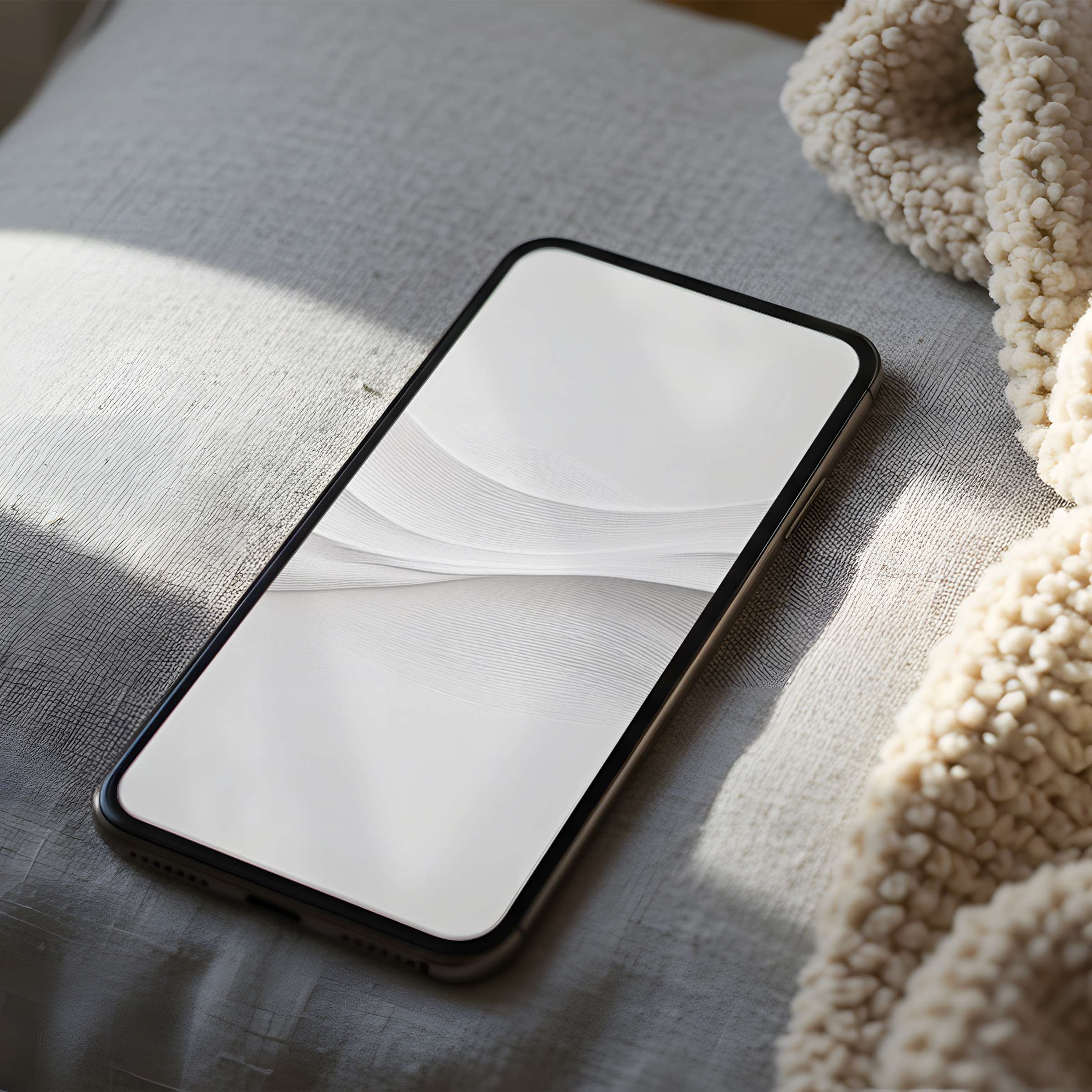 Elegant high-resolution phone wallpaper featuring minimalist white waves, ideal for a serene phone backdrop downloadable for iPhone and Android