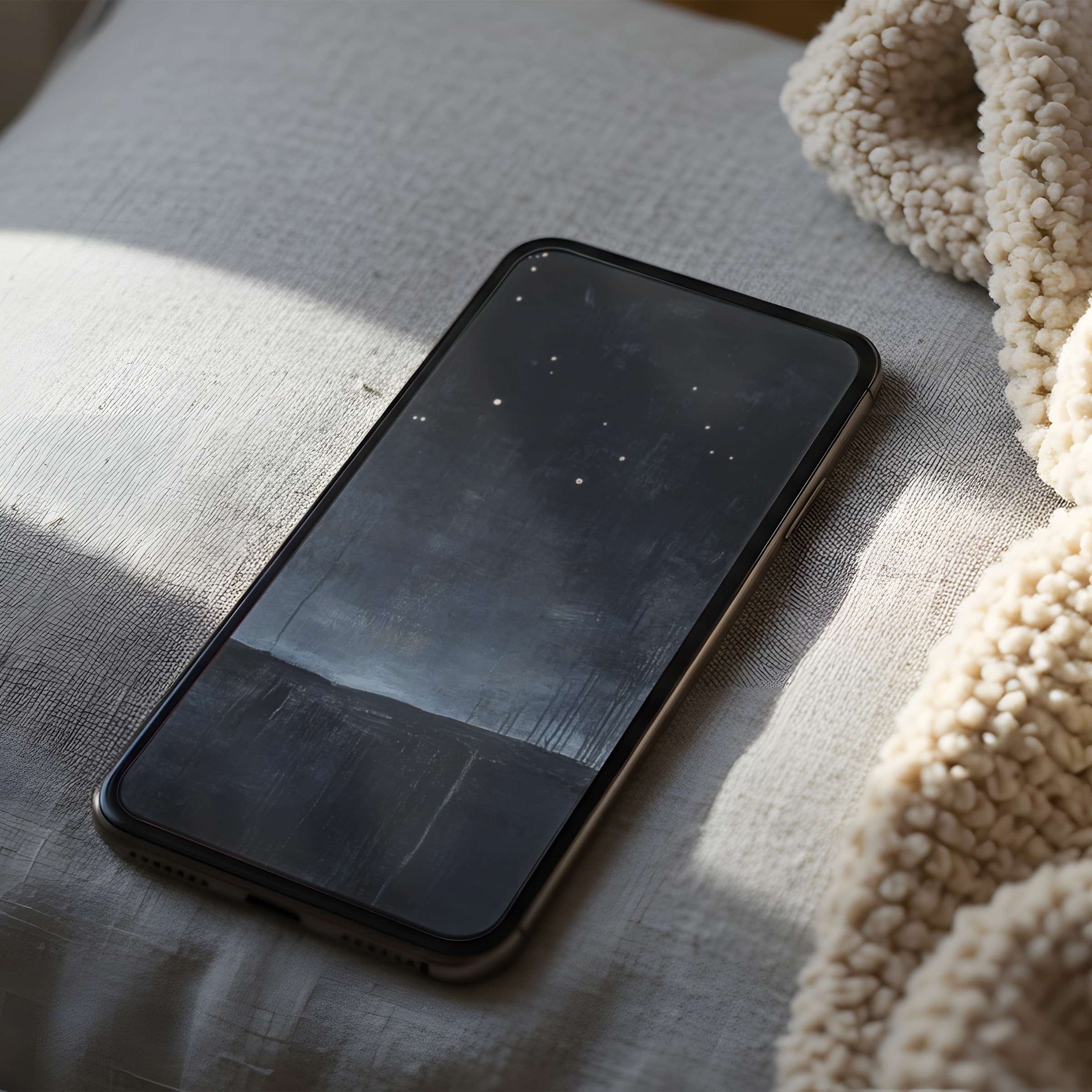 Elegant phone wallpaper featuring a starry night sky in high resolution, perfect for iPhone or Android, embracing calm and beauty